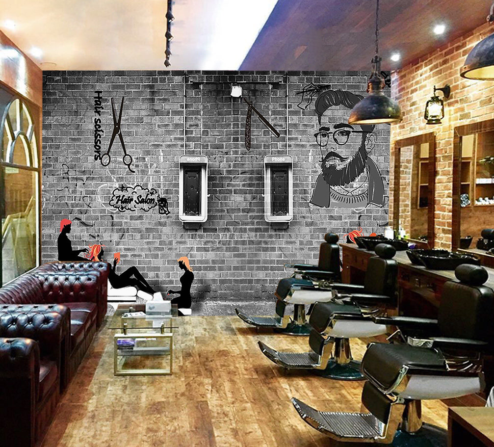 3D Signature Hairstyle 1460 Barber Shop Wall Murals