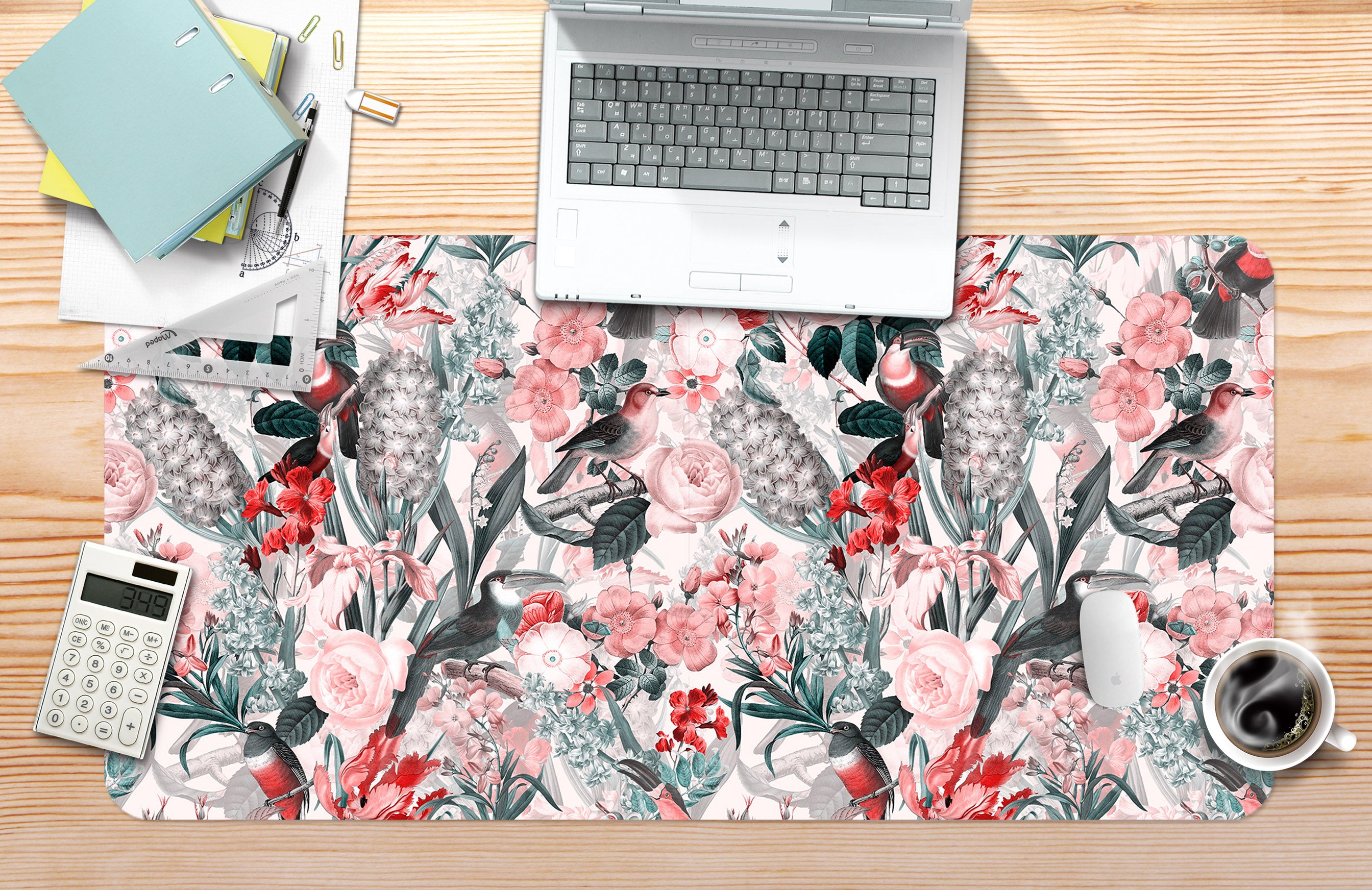 3D Pink Rose Flower Bush 120216 Uta Naumann Desk Mat