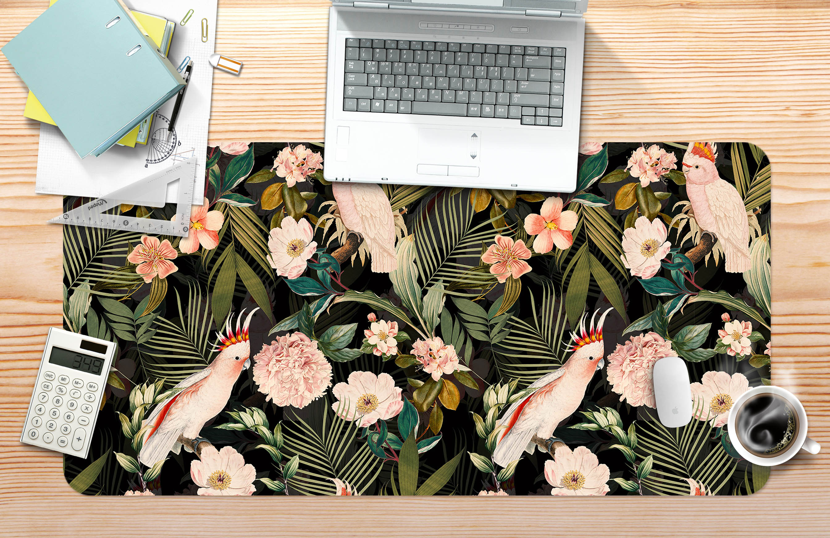 3D Bushes Leaves Parrot 120172 Uta Naumann Desk Mat