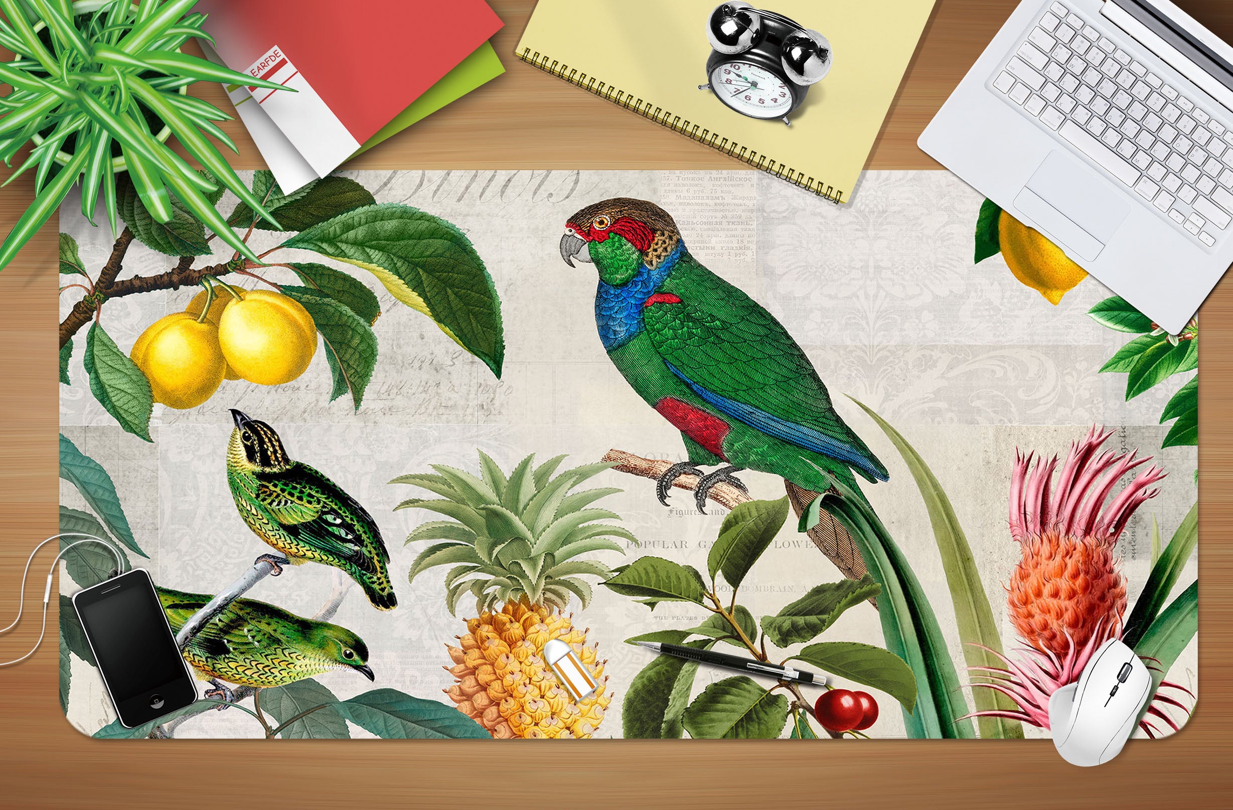 3D Pineapple Parrot 998 Andrea Haase Desk Mat