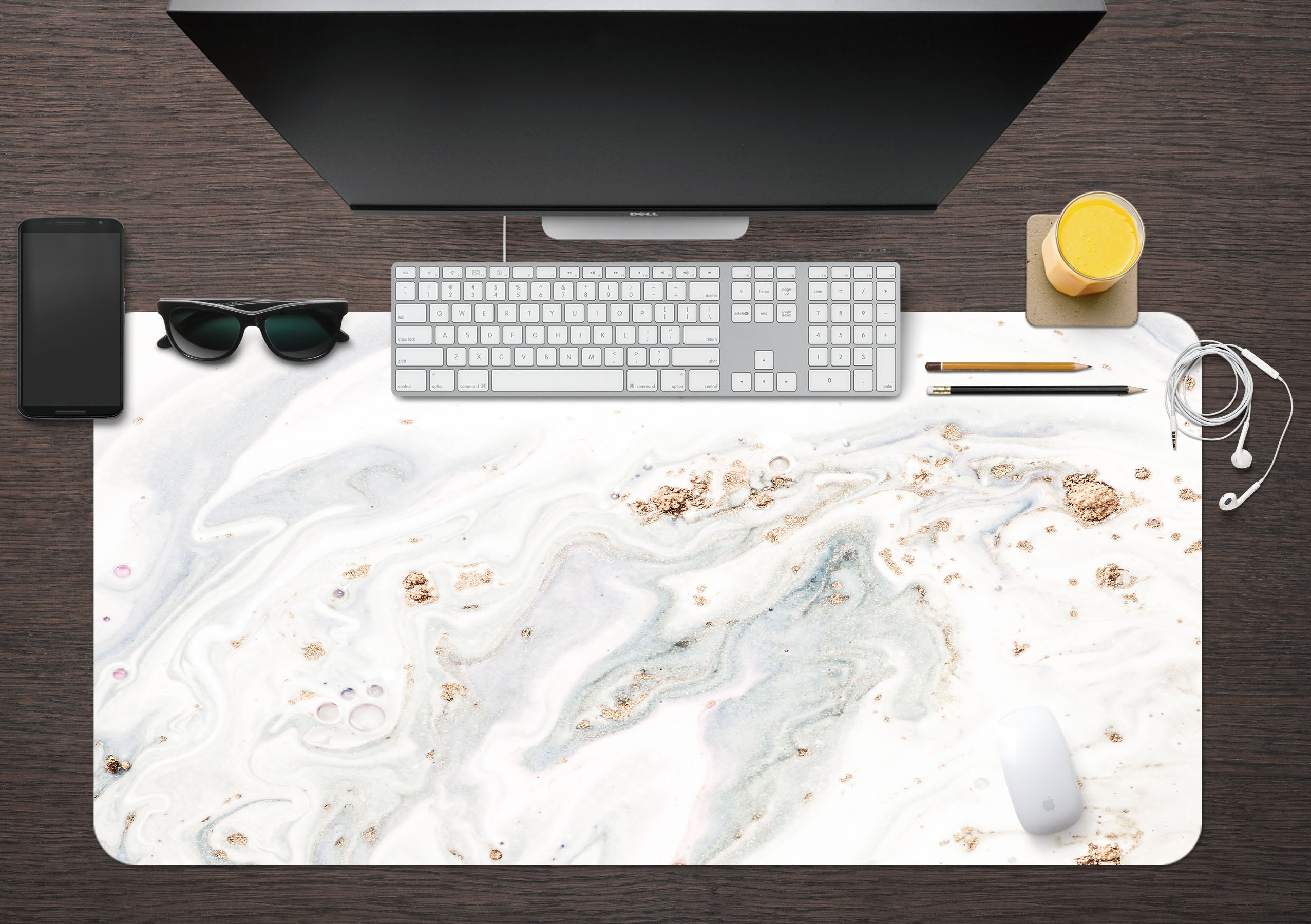 3D Light Gray White Pattern 18048 Desk Mat