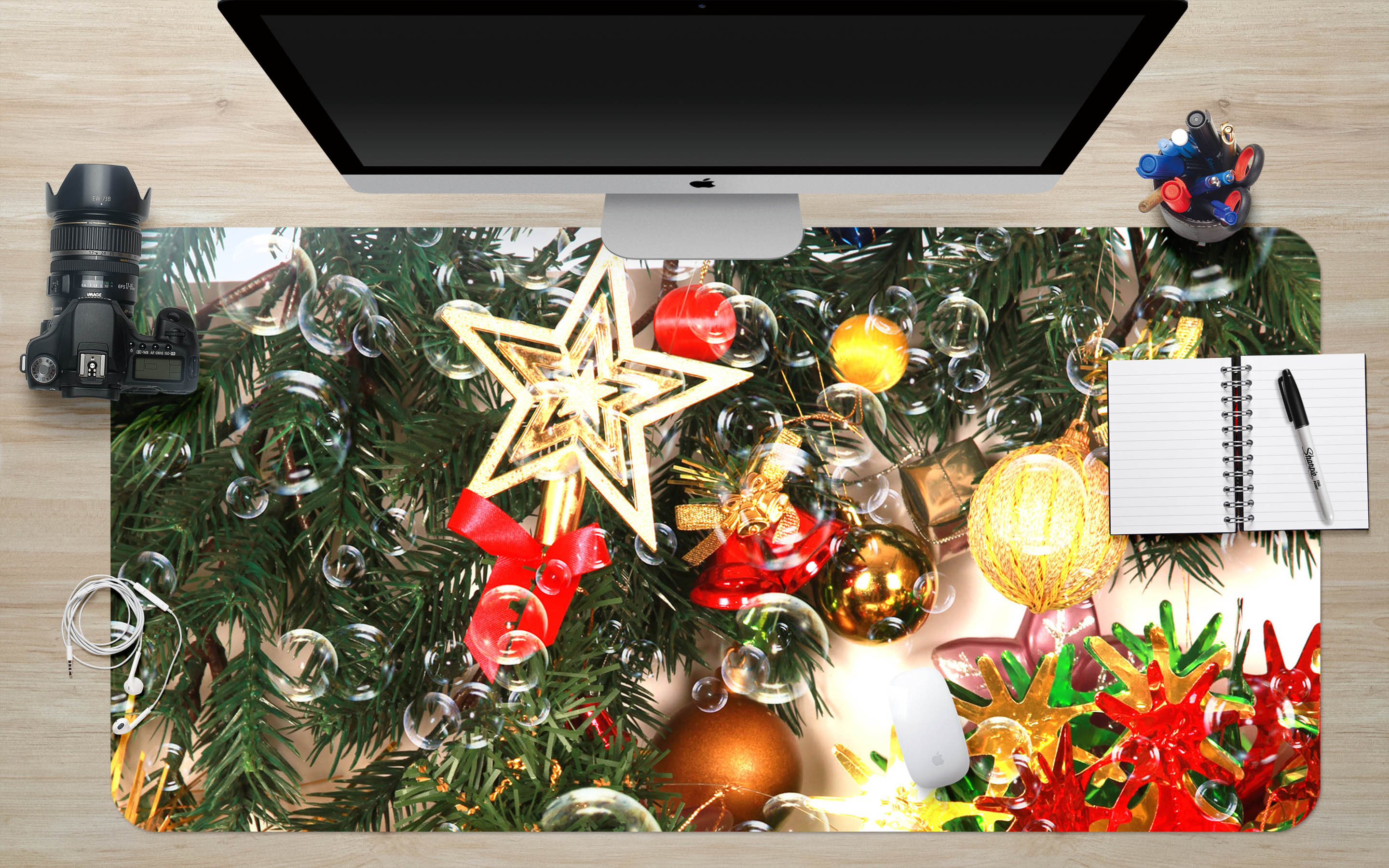 3D Tree Five-Pointed Star 51191 Christmas Desk Mat Xmas