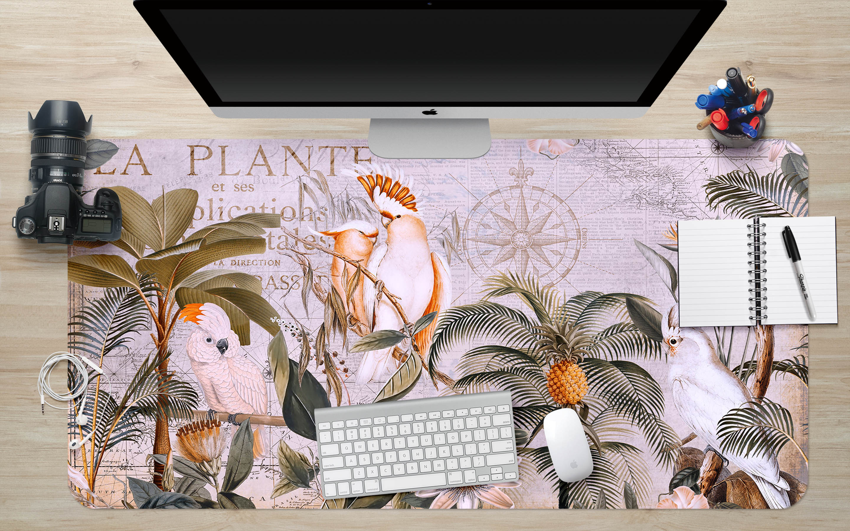 3D Pineapple Parrot 5243 Andrea Haase Desk Mat