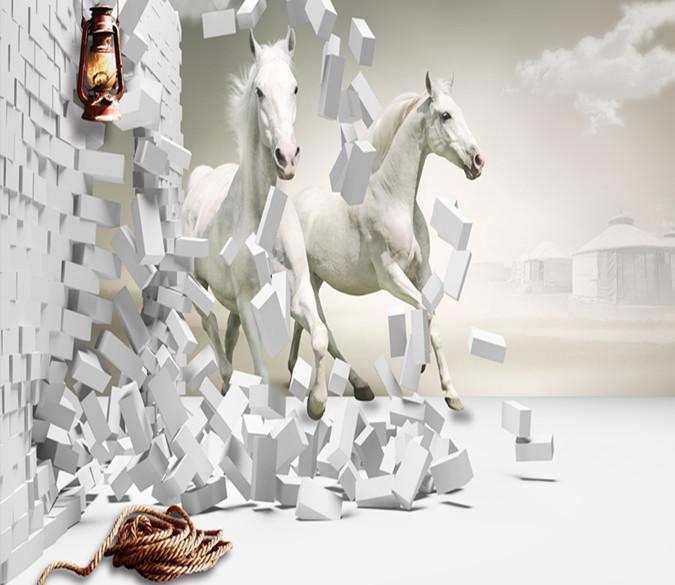 3D Galloping White Horse 273 Wallpaper AJ Wallpaper 