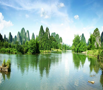 3D Green Hill River 792 Wallpaper AJ Wallpaper 