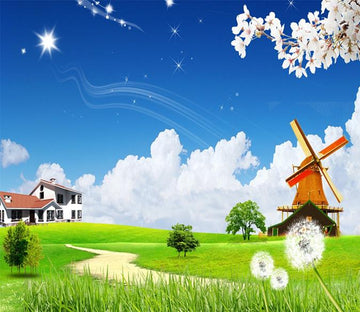 3D Windmill Sky Blue 57 Wallpaper AJ Wallpaper 