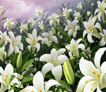 3D White Lily Flower Manor 57 Wallpaper AJ Wallpaper 