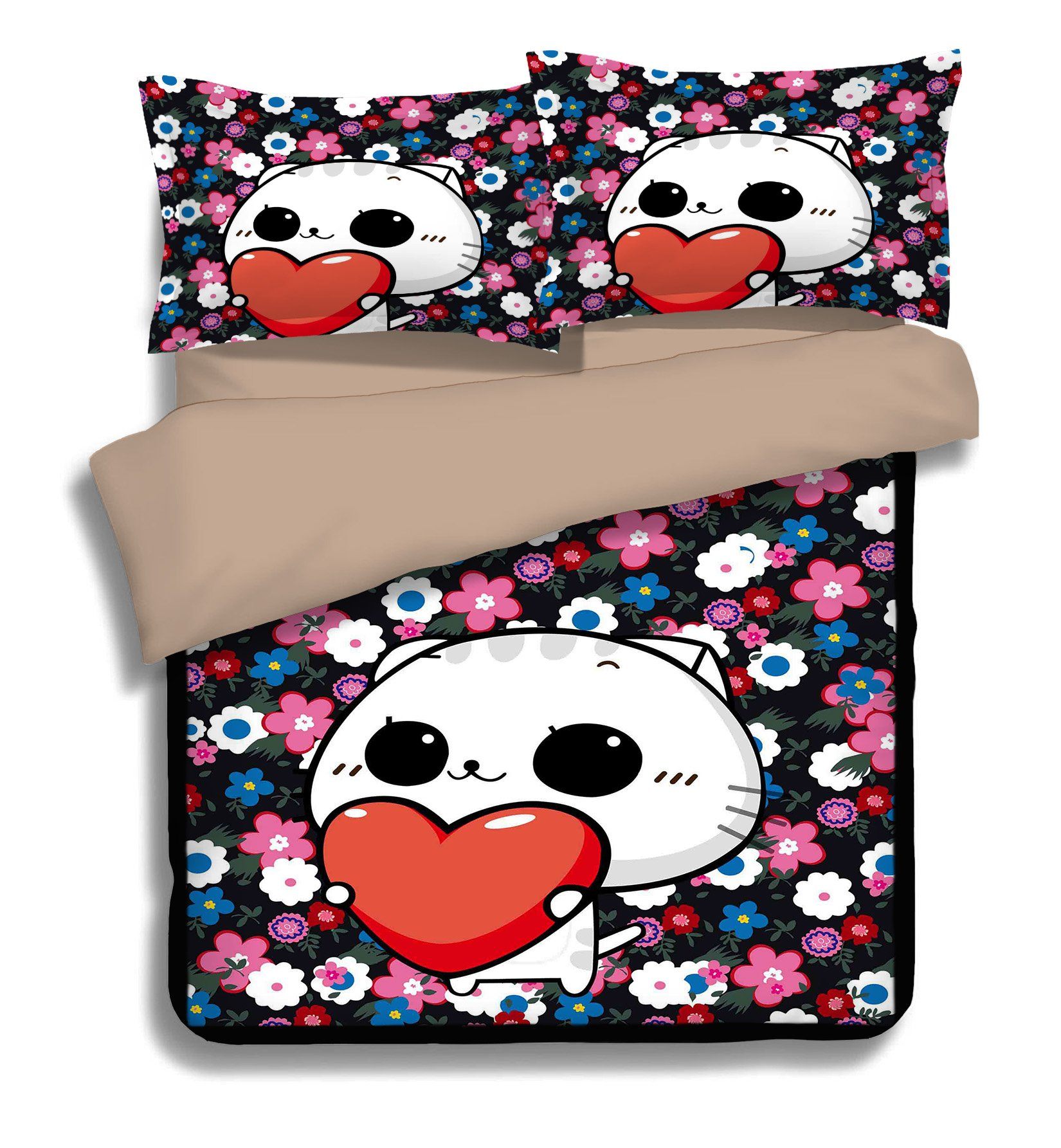 3D Love Cat 073 Bed Pillowcases Quilt Wallpaper AJ Wallpaper 