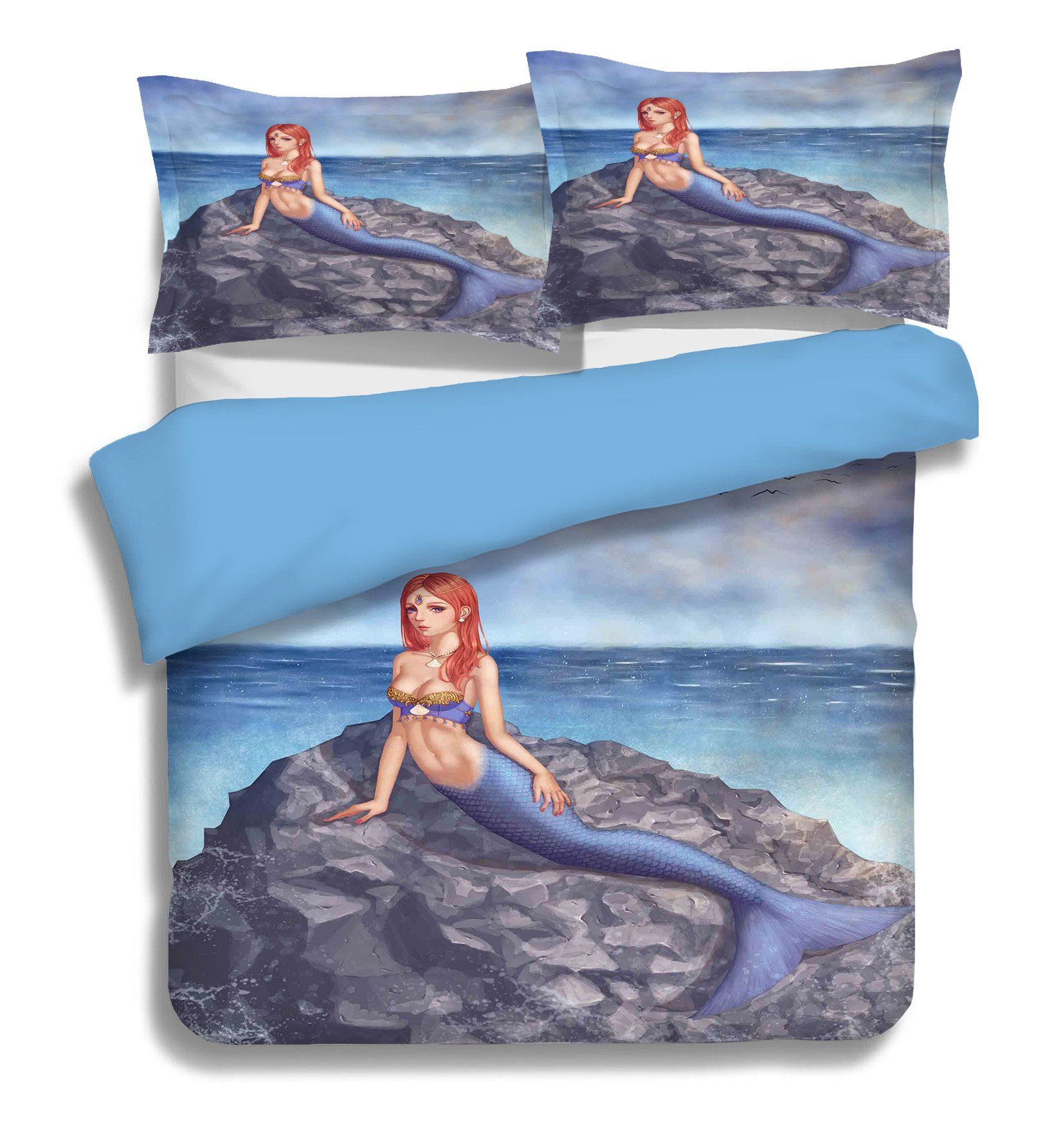 3D Mermaid Stone 012 Bed Pillowcases Quilt Wallpaper AJ Wallpaper 