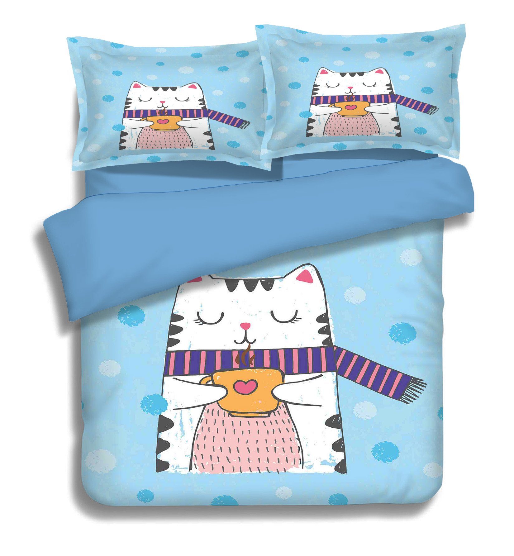 3D Cat Drinking Water 023 Bed Pillowcases Quilt Wallpaper AJ Wallpaper 