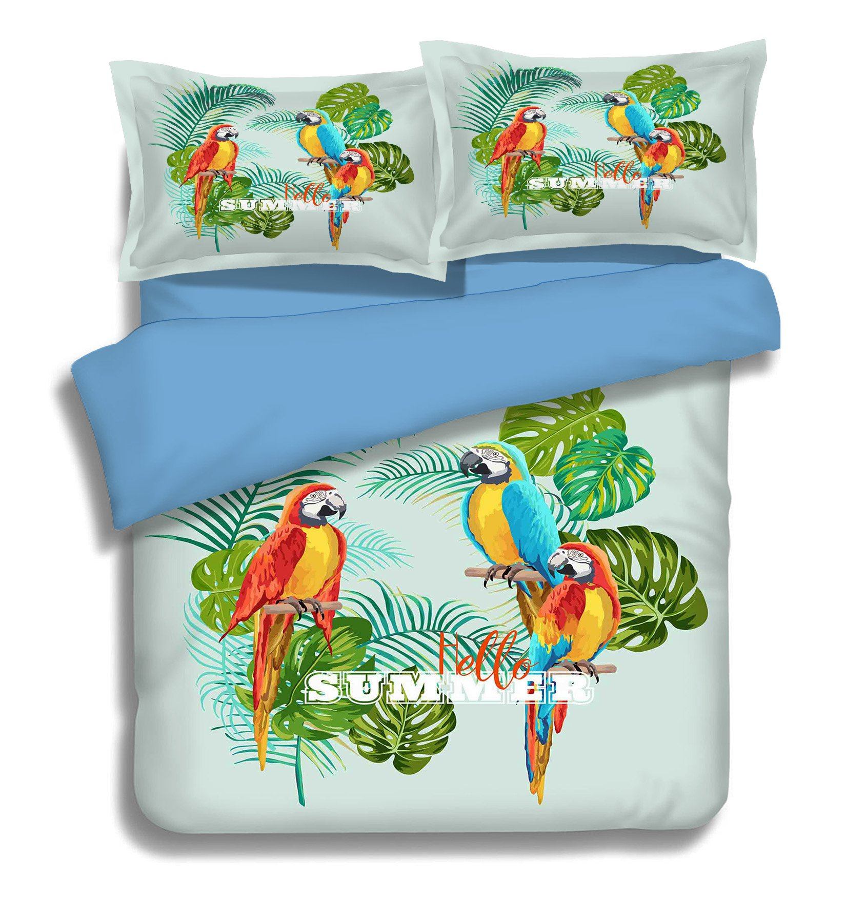 3D Parrot Plant 012 Bed Pillowcases Quilt Wallpaper AJ Wallpaper 