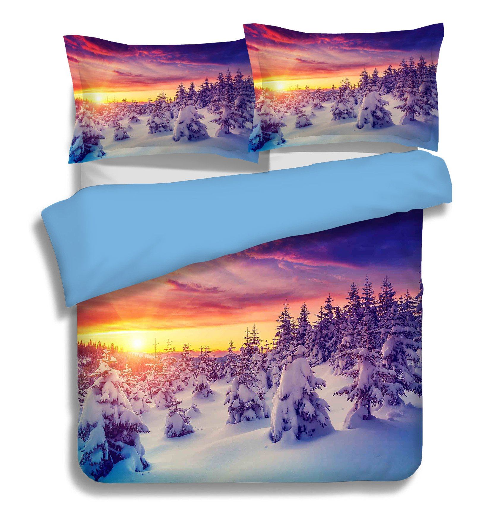 3D Snow Sunset 031 Bed Pillowcases Quilt Wallpaper AJ Wallpaper 