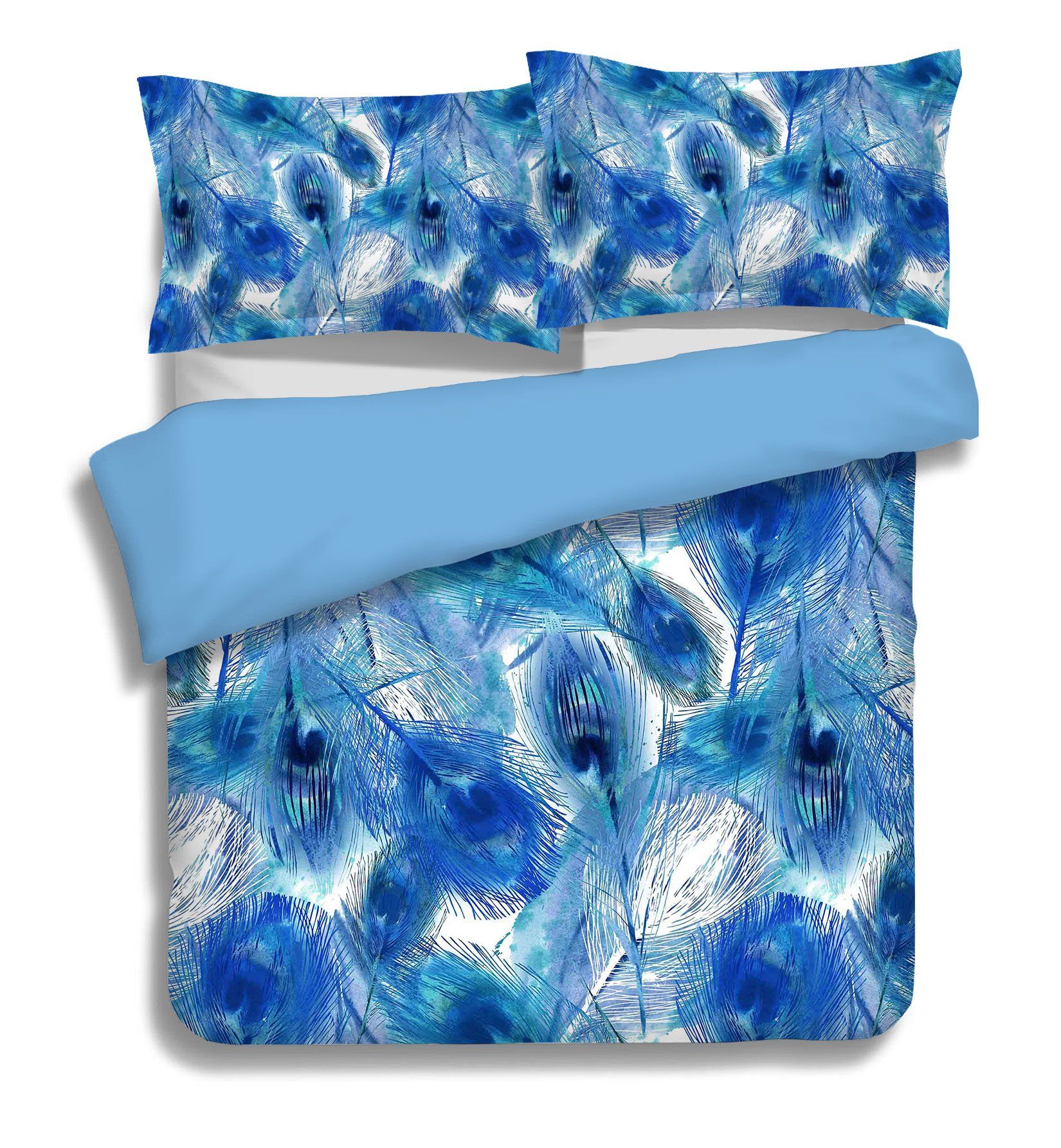 3D Blue Feather 042 Bed Pillowcases Quilt Wallpaper AJ Wallpaper 