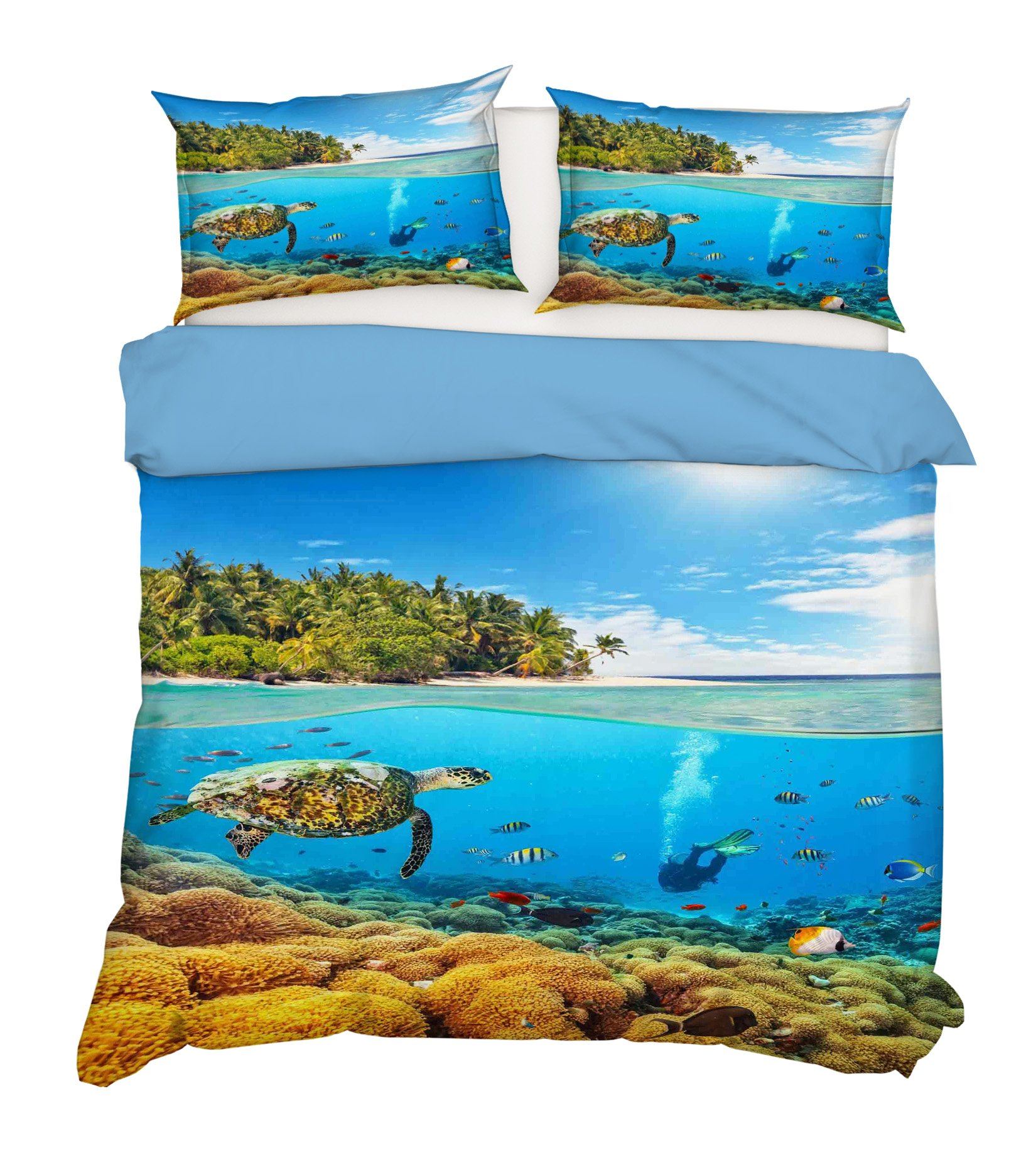 3D Turtle Coral 010 Bed Pillowcases Quilt Wallpaper AJ Wallpaper 