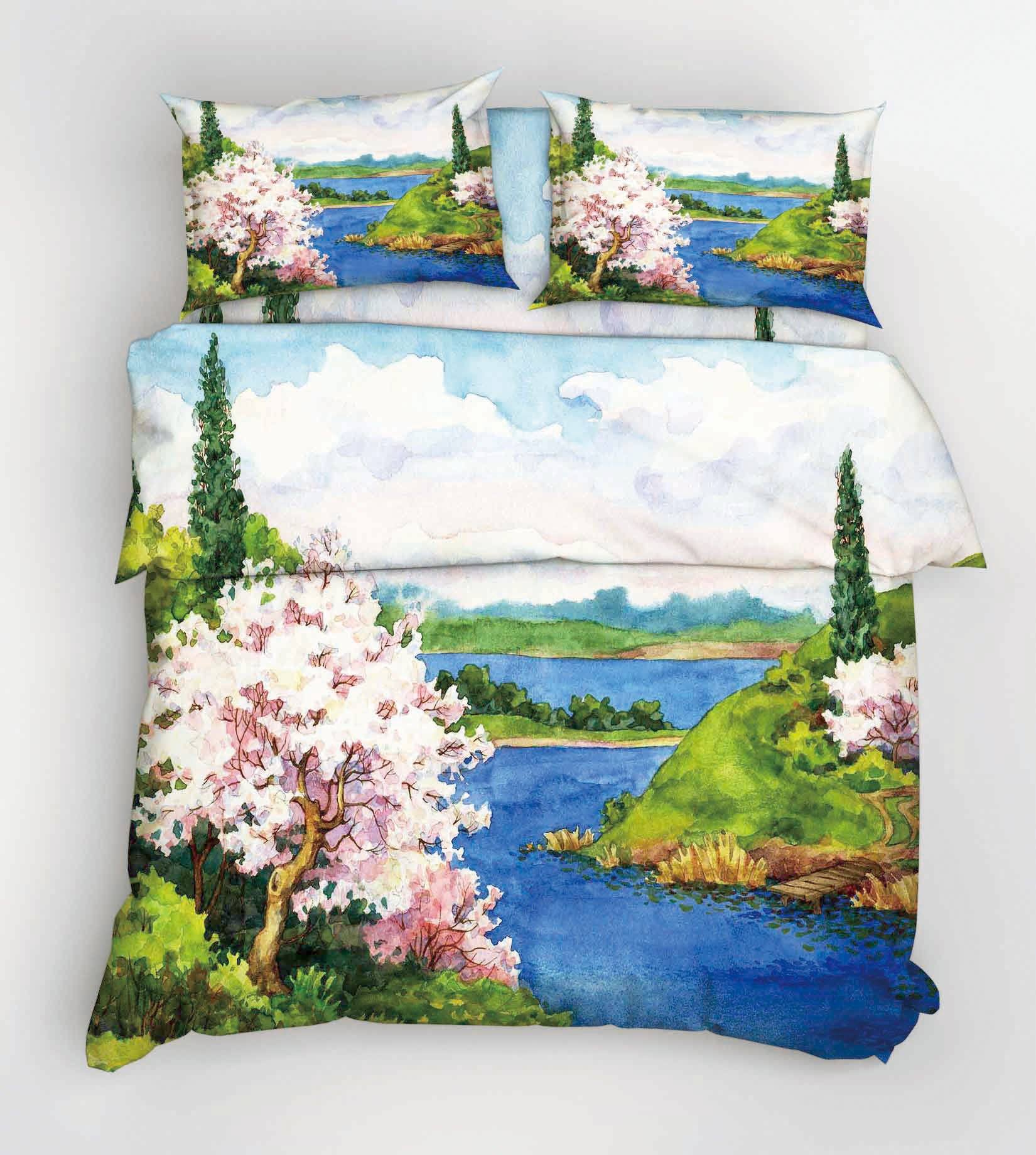 3D Watercolor Scenery 99 Bed Pillowcases Quilt Wallpaper AJ Wallpaper 