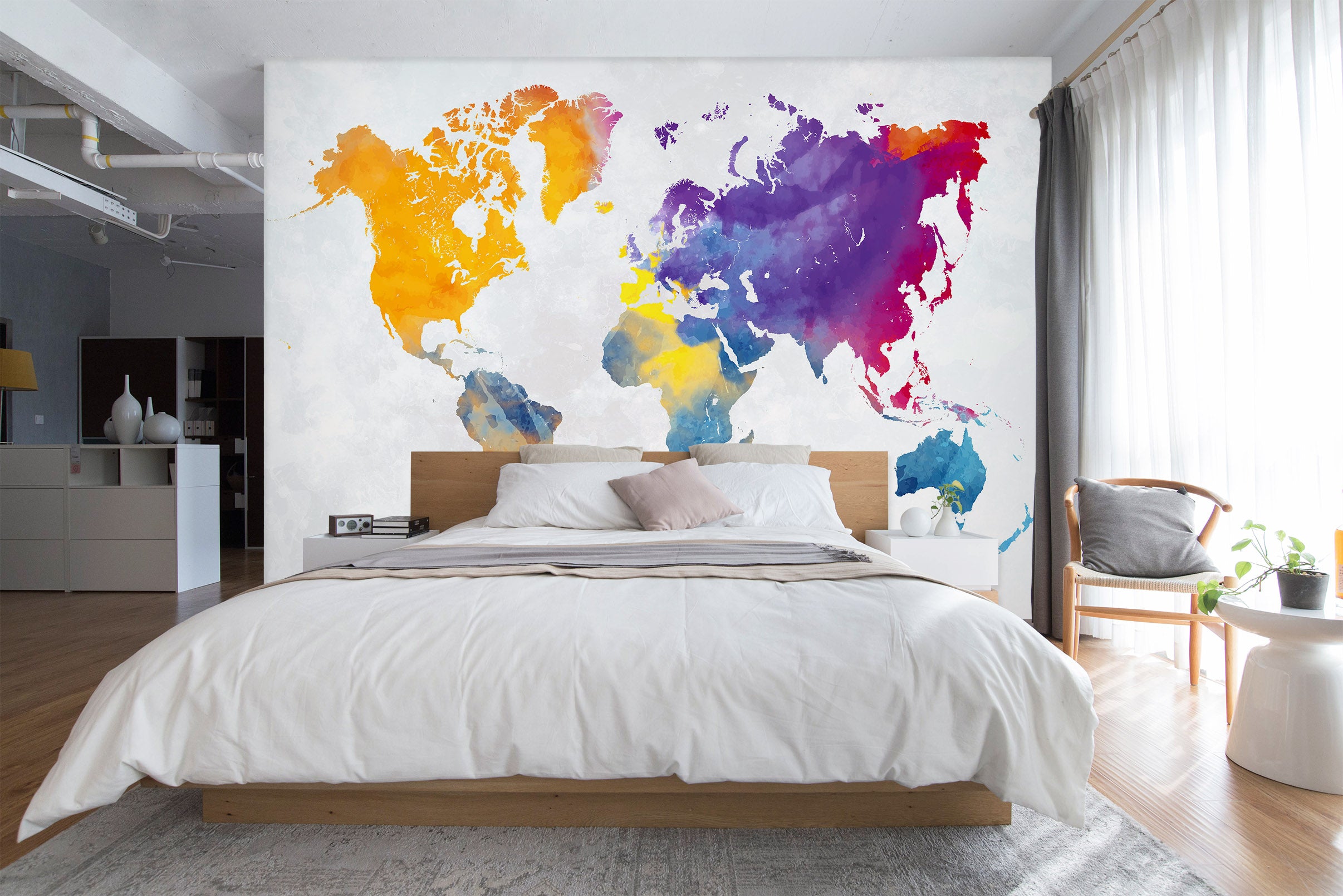 3D Color Graffiti 2012 World Map Wall Murals