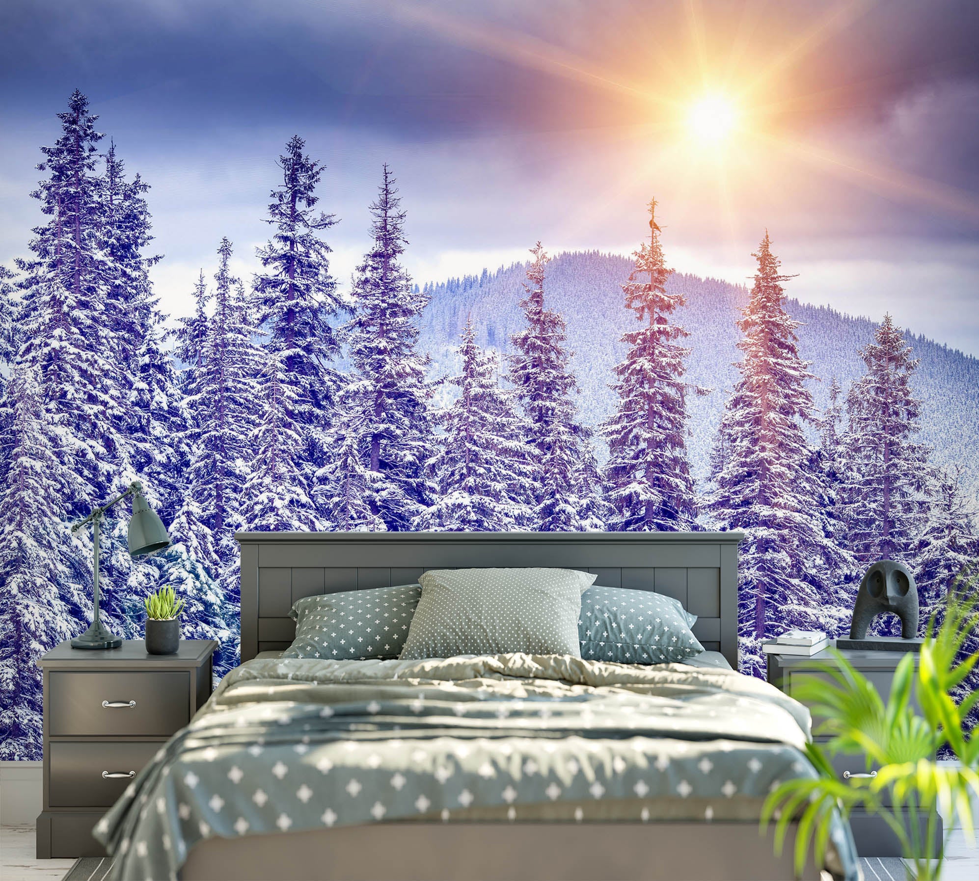 3D Snow Forest Mountain 58054 Wall Murals