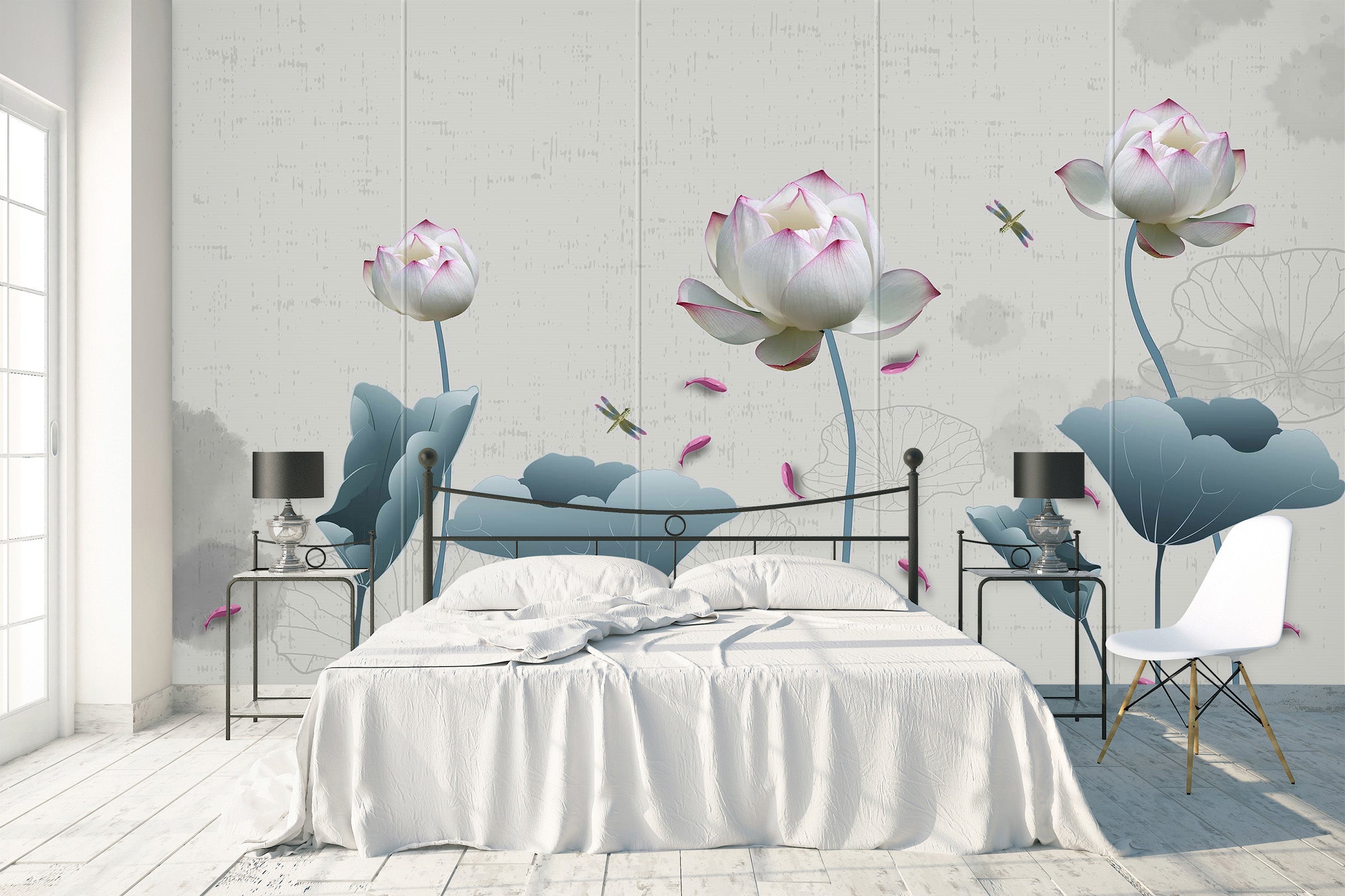 3D Pond Lotus 2080 Wall Murals