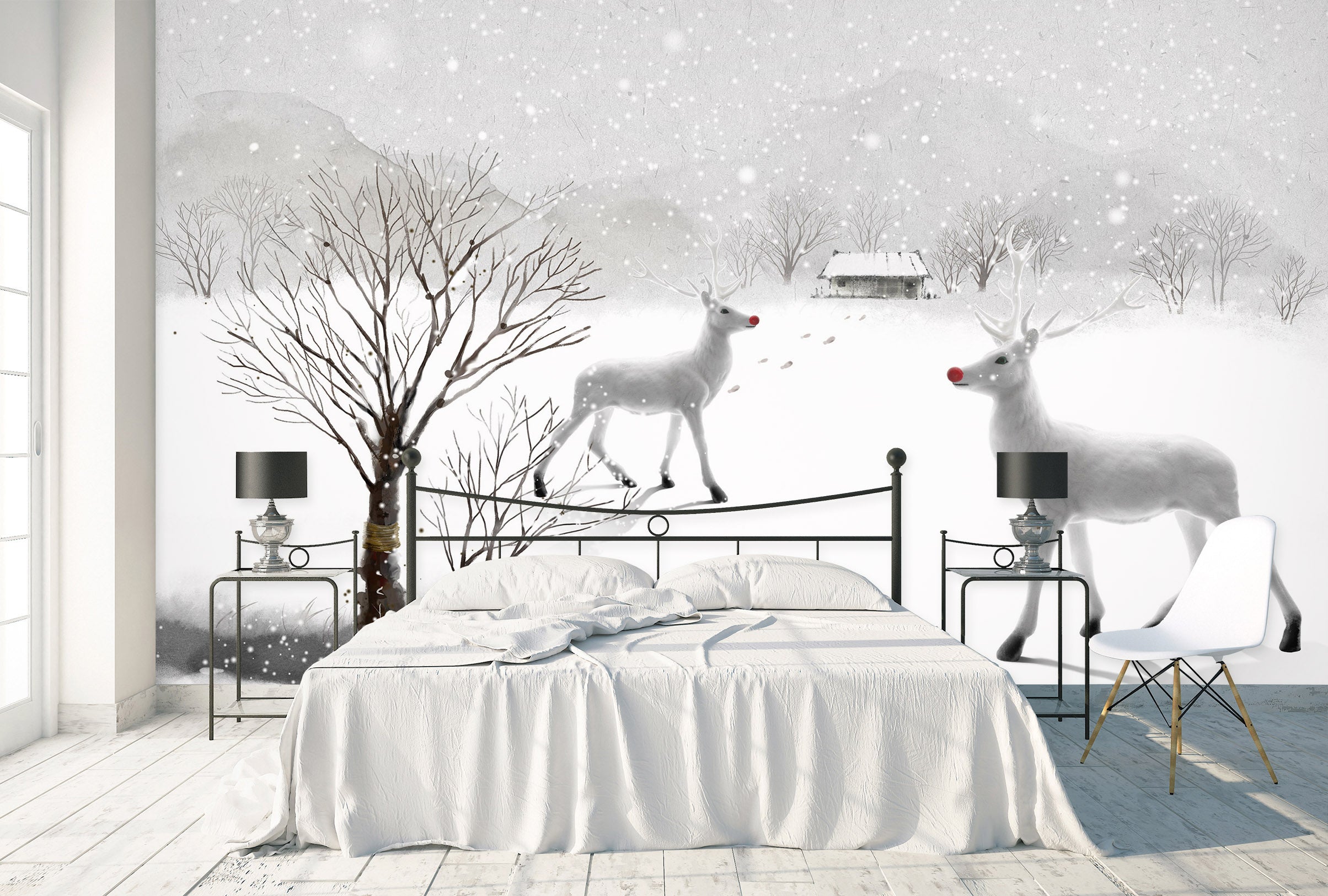 3D Snow Deer 021 Wall Murals