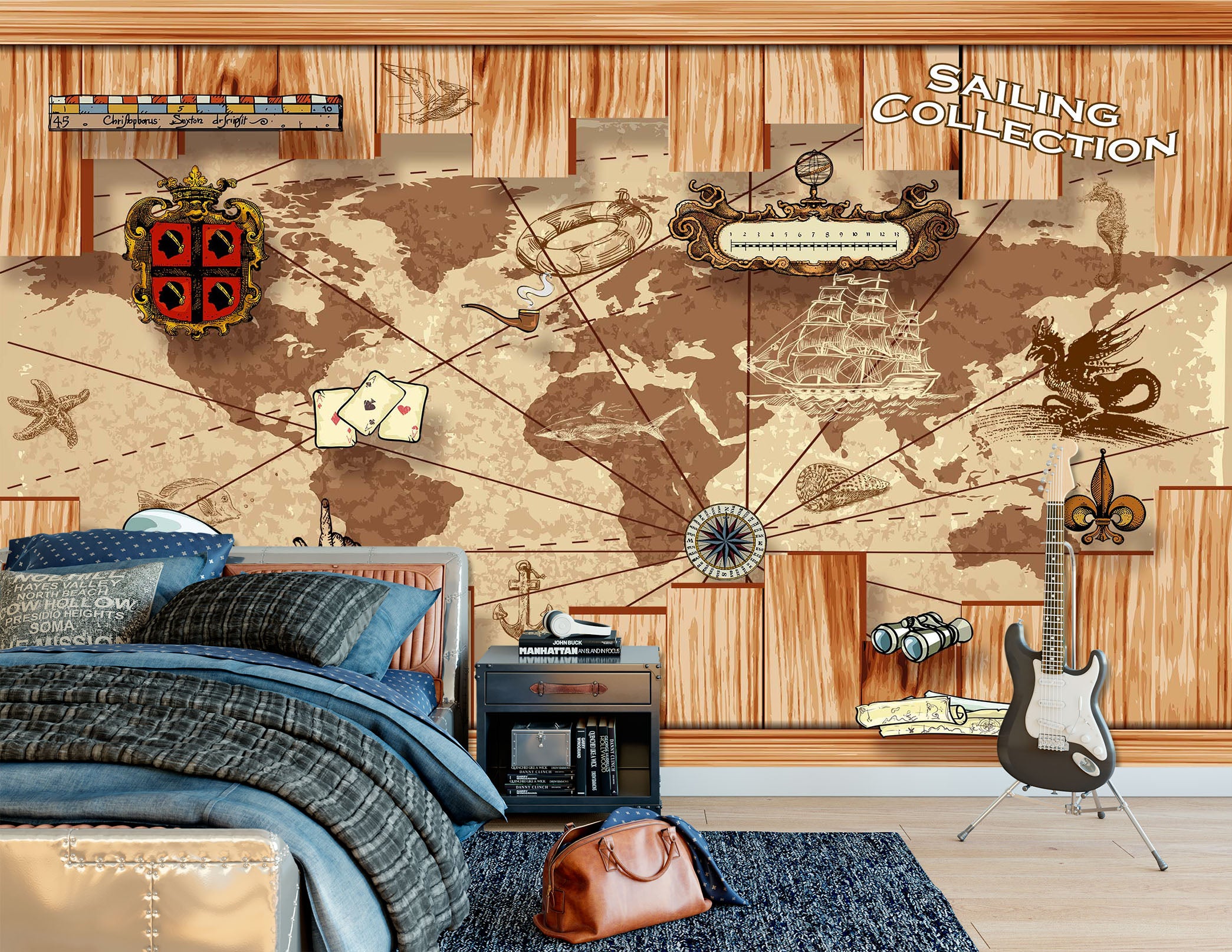 3D World Map 2050 Wall Murals