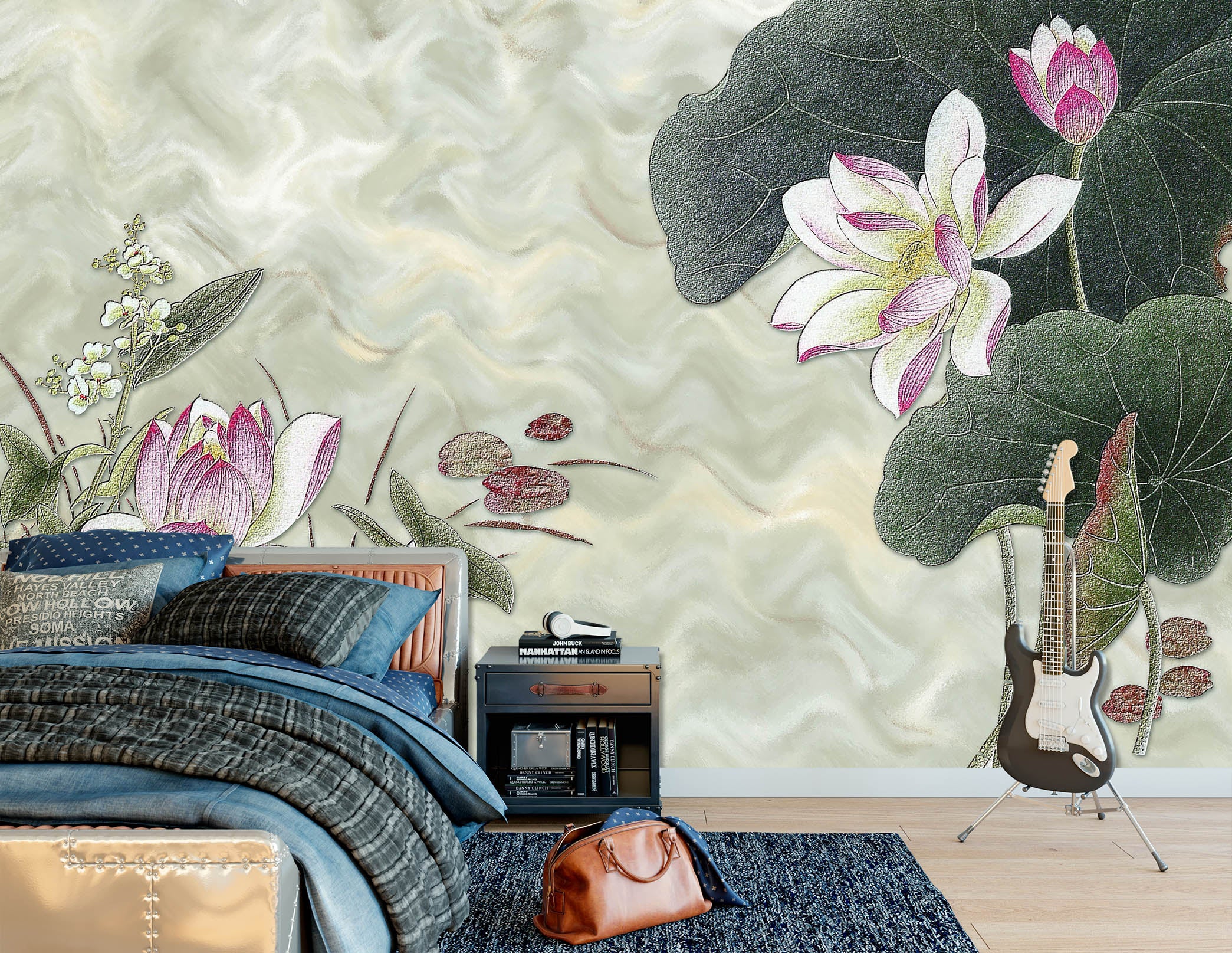 3D Lotus Leaf 1486 Wall Murals