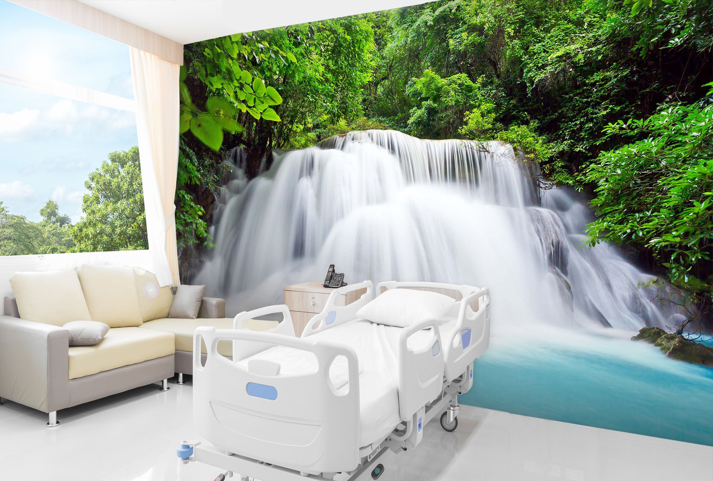 3D Beautiful Waterfall Park 211 Wall Murals