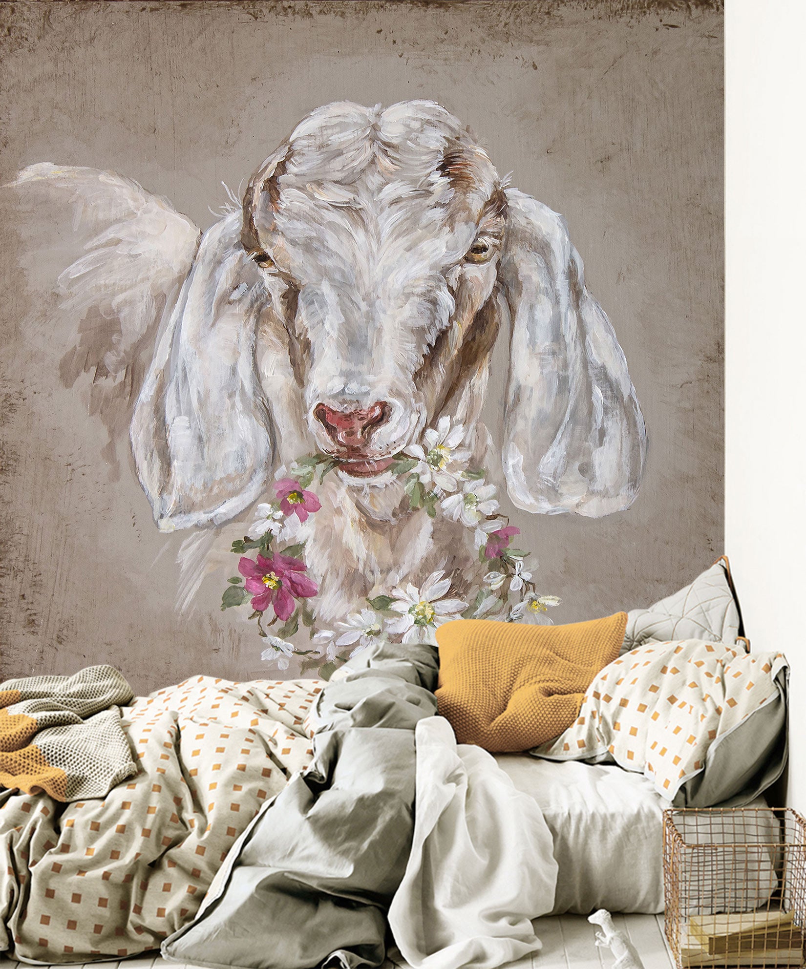 3D Ear Sheep Wreath 3167 Debi Coules Wall Mural Wall Murals