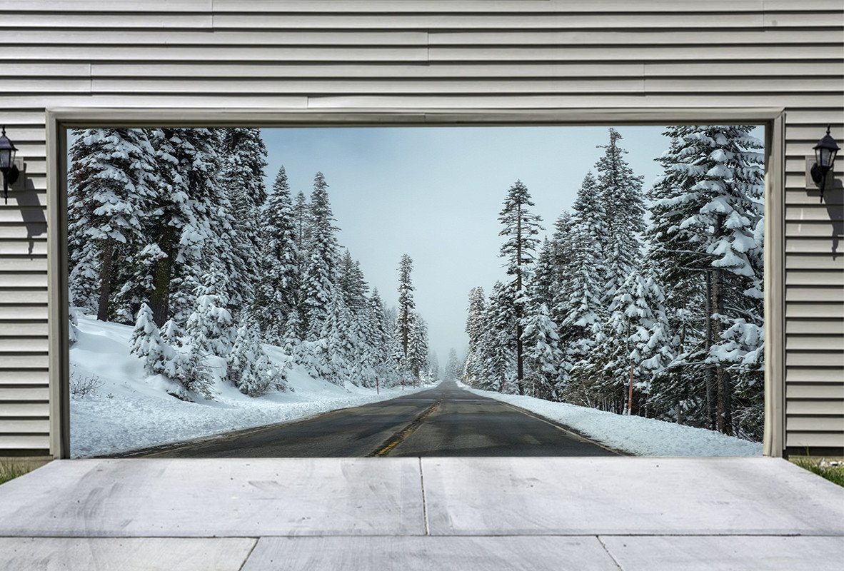 3D Snow Forest Road 160 Garage Door Mural Wallpaper AJ Wallpaper 