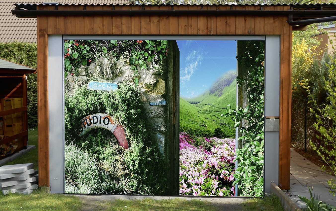 3D Courtyard Gate Scenery 287 Garage Door Mural Wallpaper AJ Wallpaper 