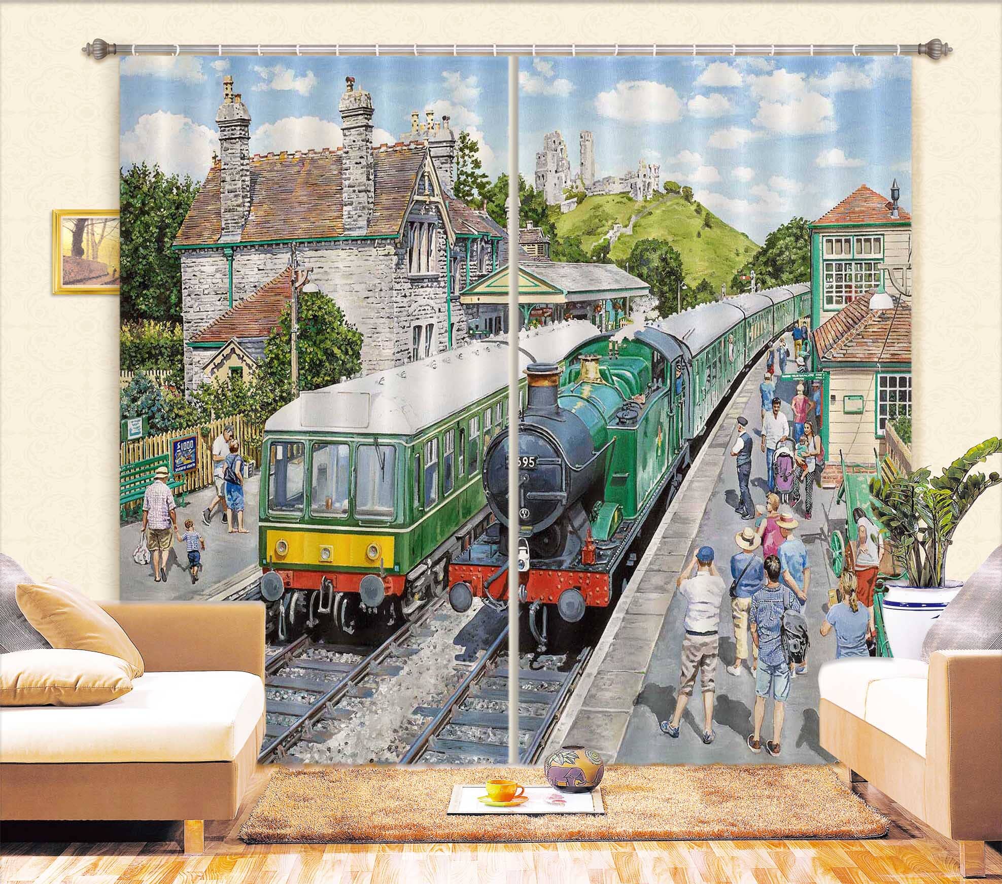 3D Corfe Castle Station 055 Trevor Mitchell Curtain Curtains Drapes Curtains AJ Creativity Home 