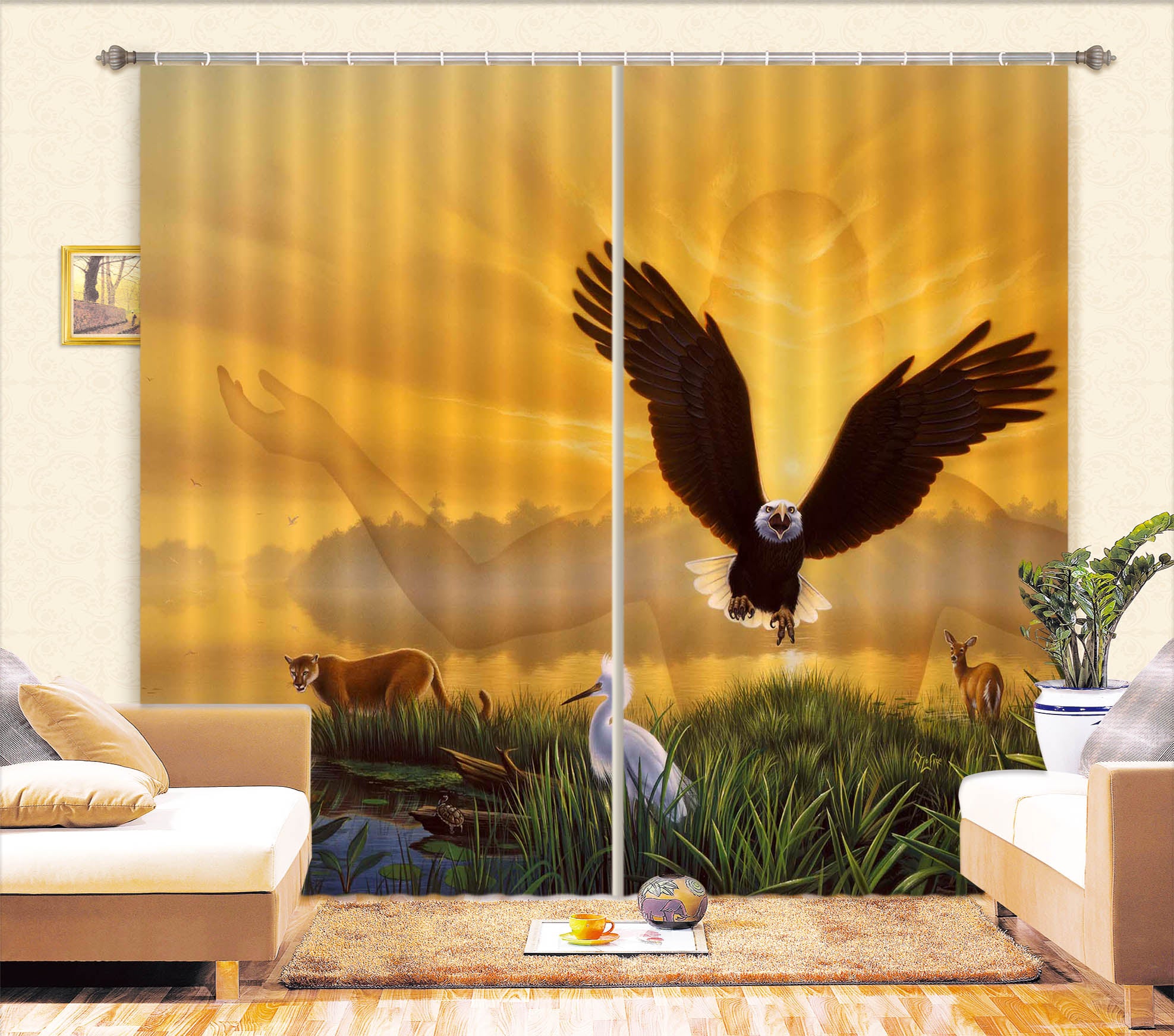 3D Flying Eagle 86098 Jerry LoFaro Curtain Curtains Drapes