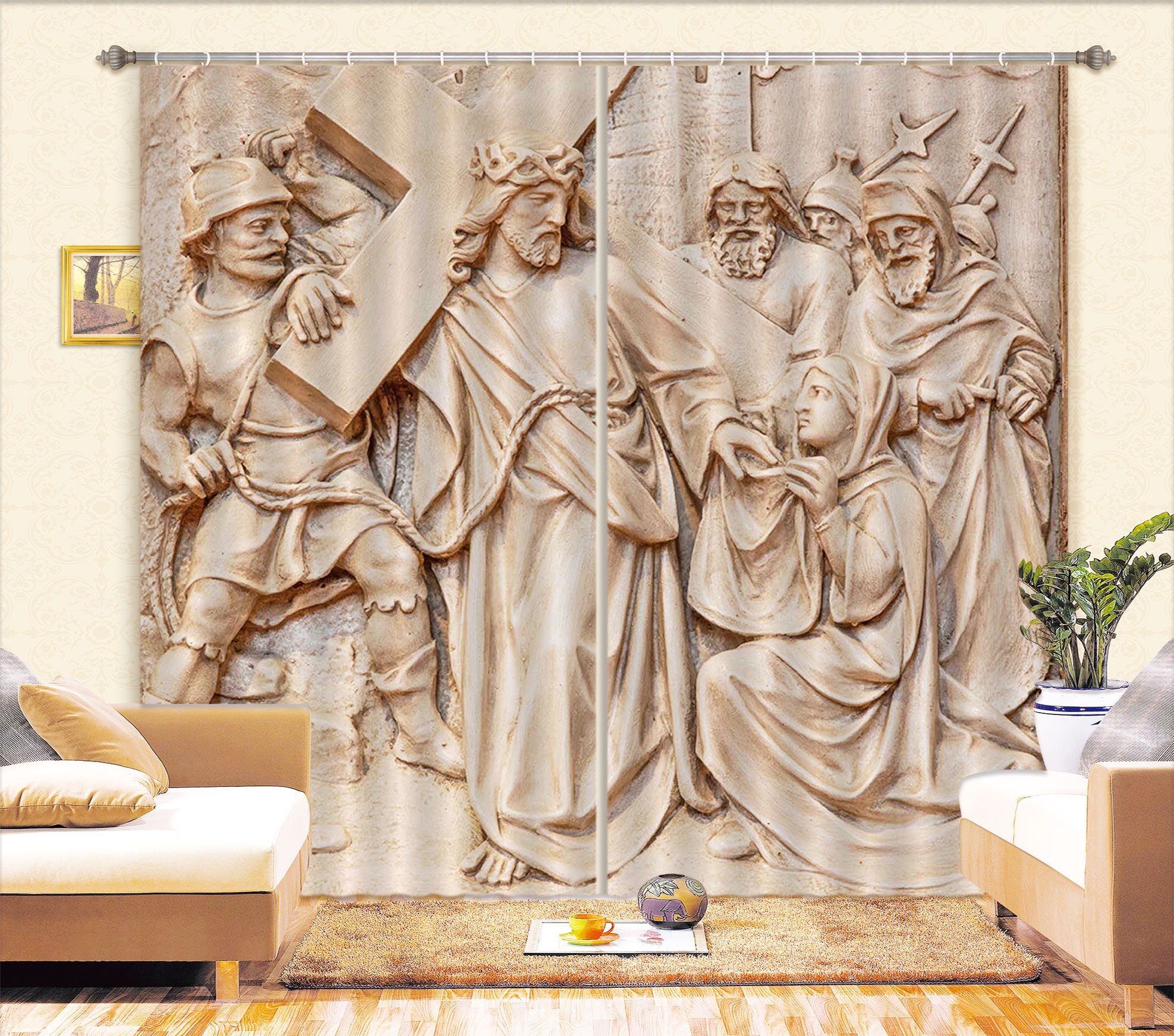 3D Guardian Cross 013 Curtains Drapes Curtains AJ Creativity Home 