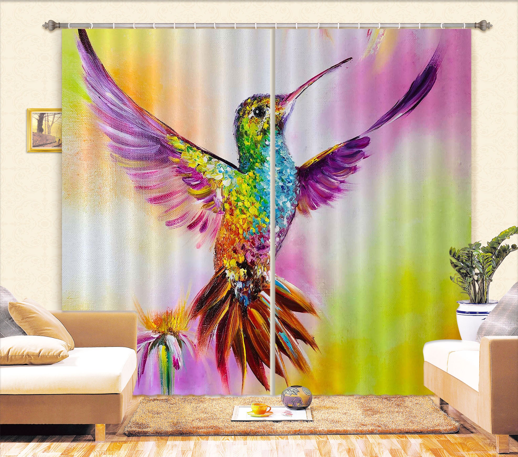 3D Colorful Hummingbird 2351 Skromova Marina Curtain Curtains Drapes