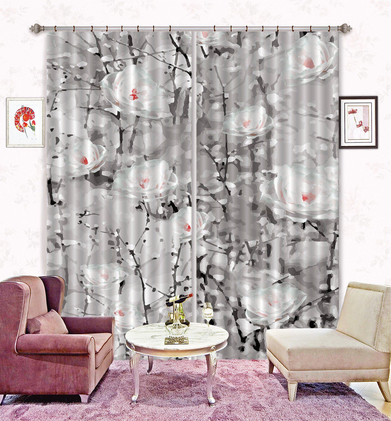 3D Flowers Pattern 42 Curtains Drapes Wallpaper AJ Wallpaper 