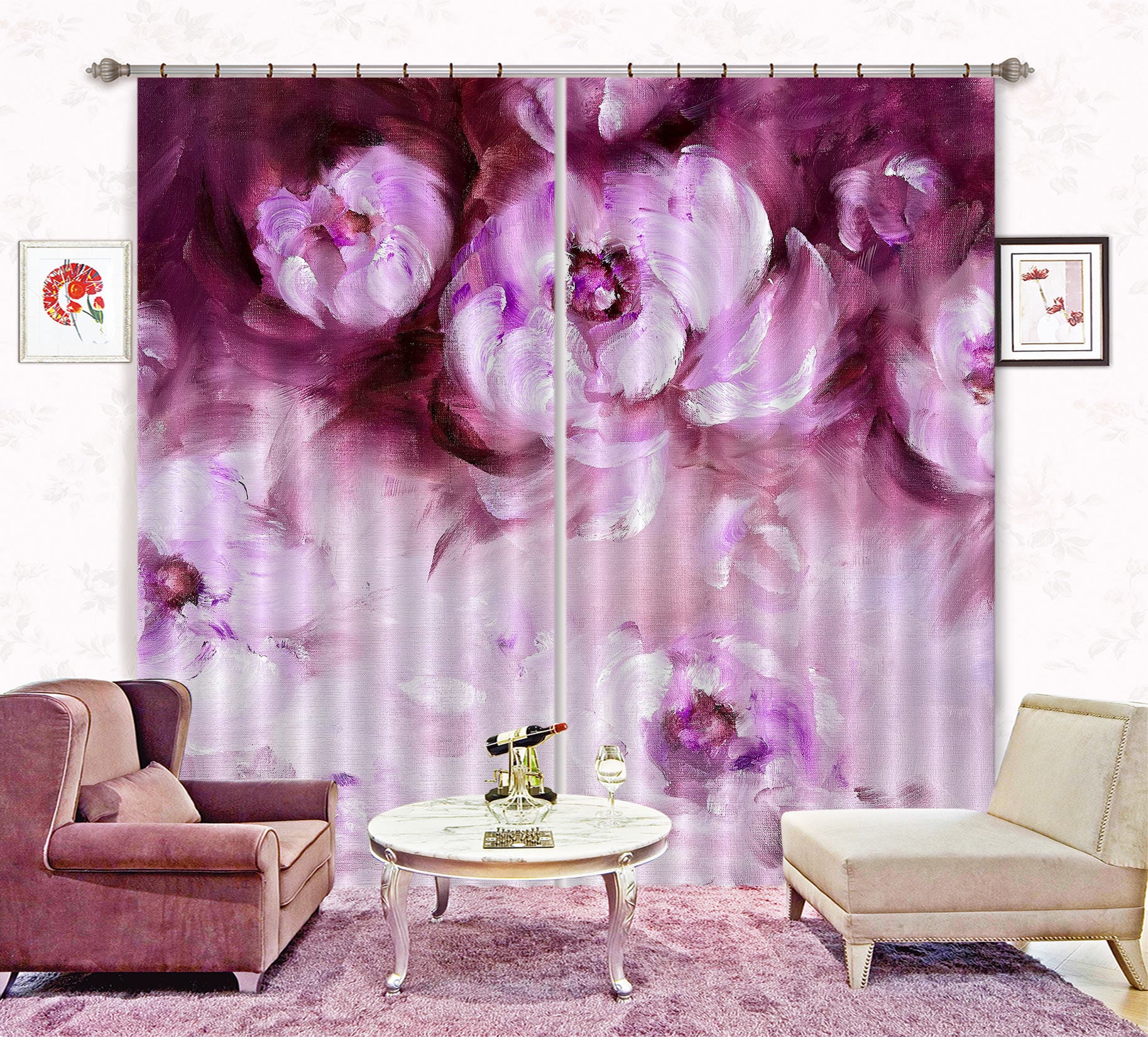 3D Purple Rose 367 Skromova Marina Curtain Curtains Drapes