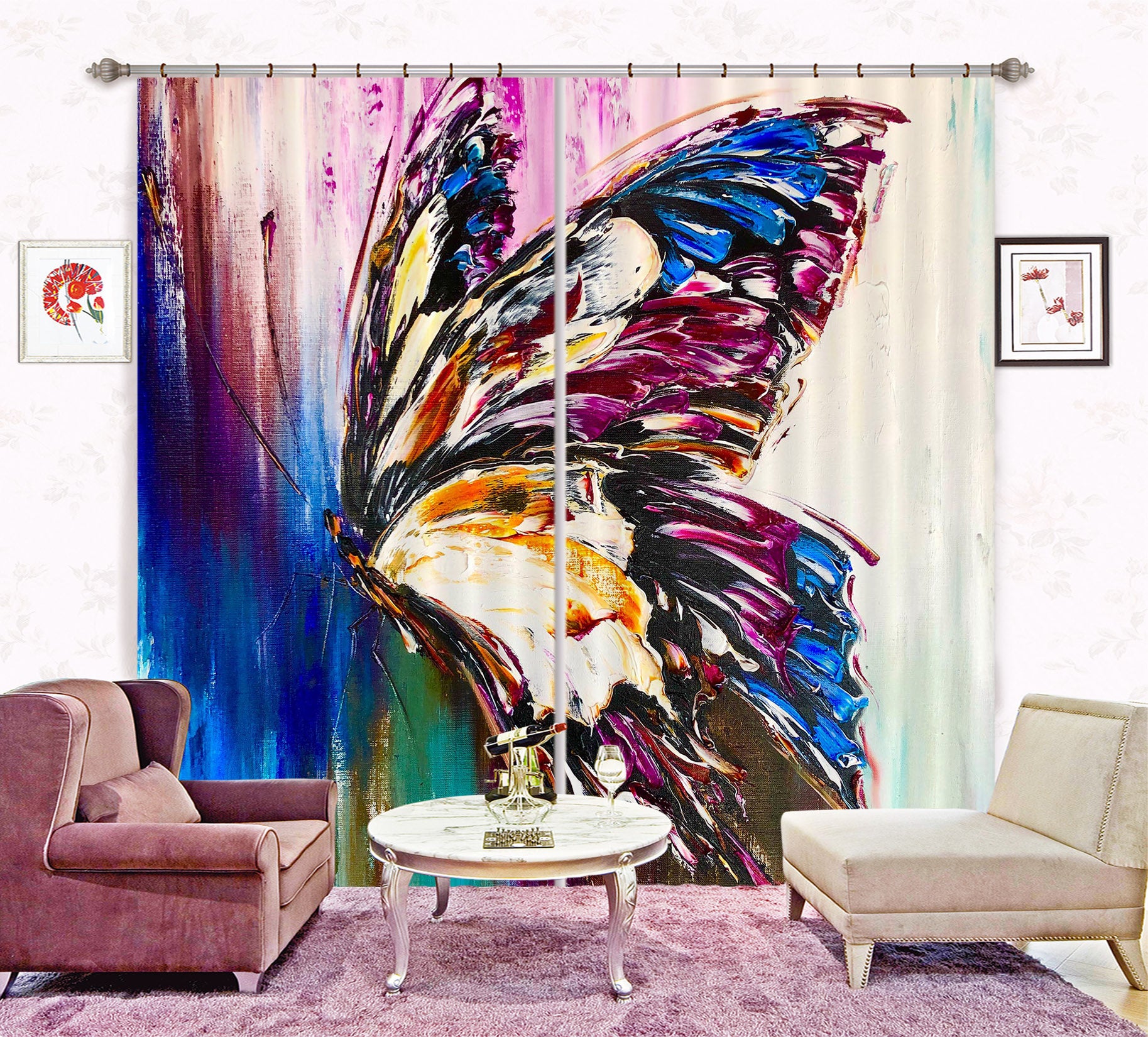 3D Colorful Butterfly 2380 Skromova Marina Curtain Curtains Drapes