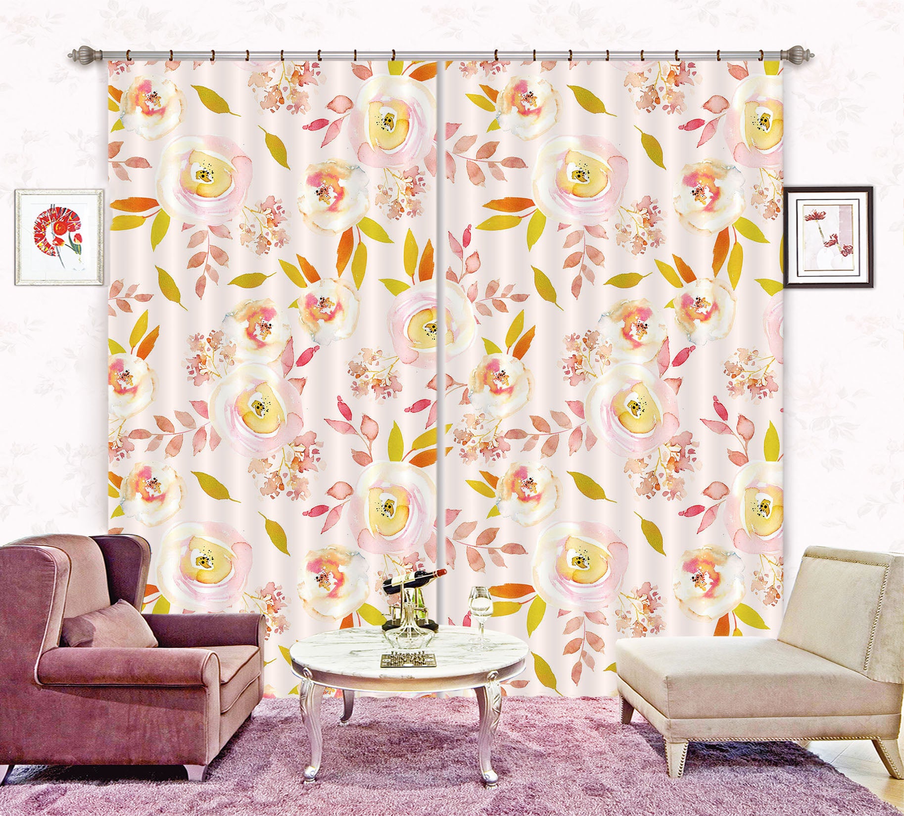 3D Painting Flowers 214 Uta Naumann Curtain Curtains Drapes