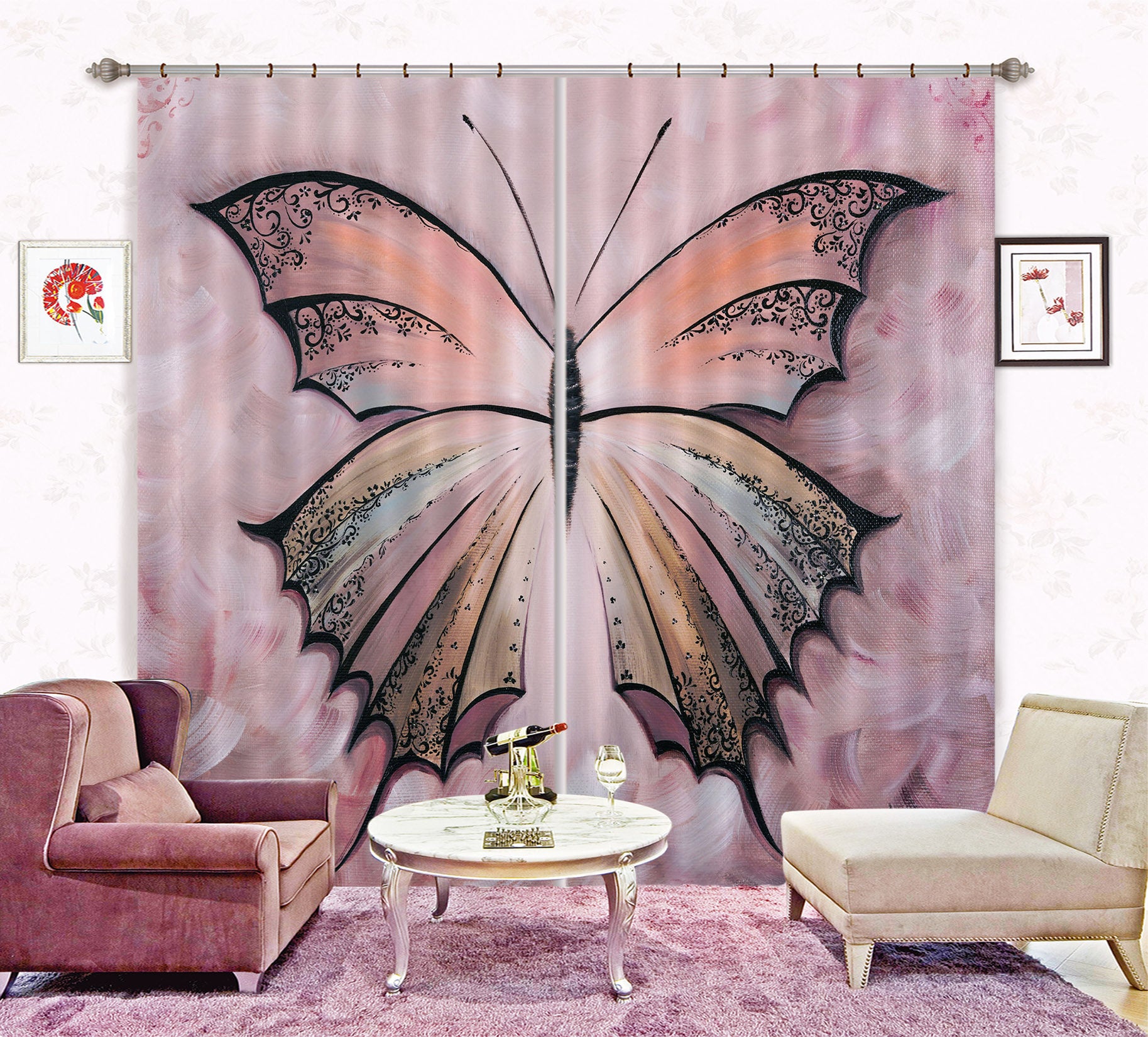 3D Butterfly Pattern 2410 Skromova Marina Curtain Curtains Drapes