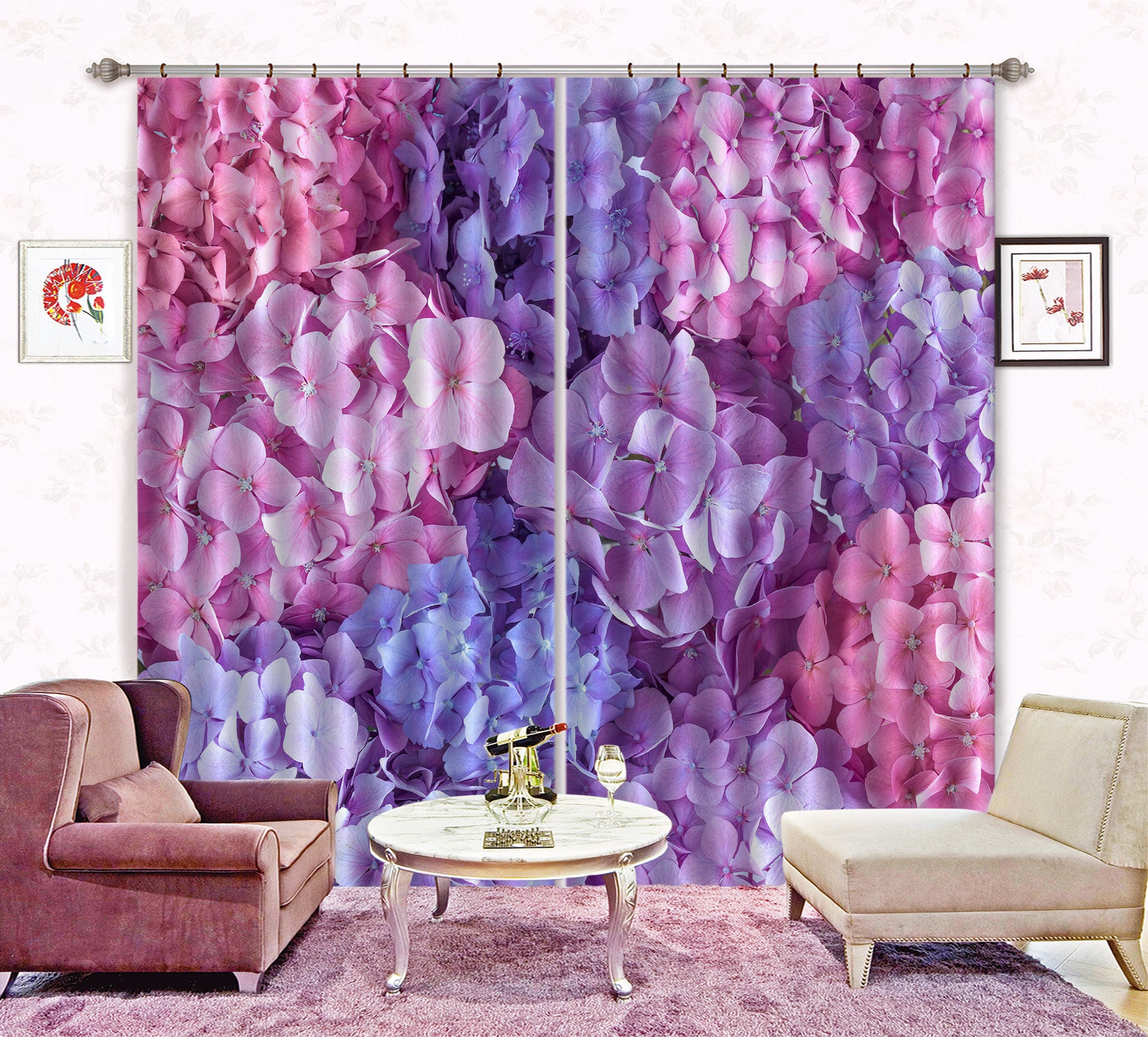 3D Purple Petals 6323 Assaf Frank Curtain Curtains Drapes