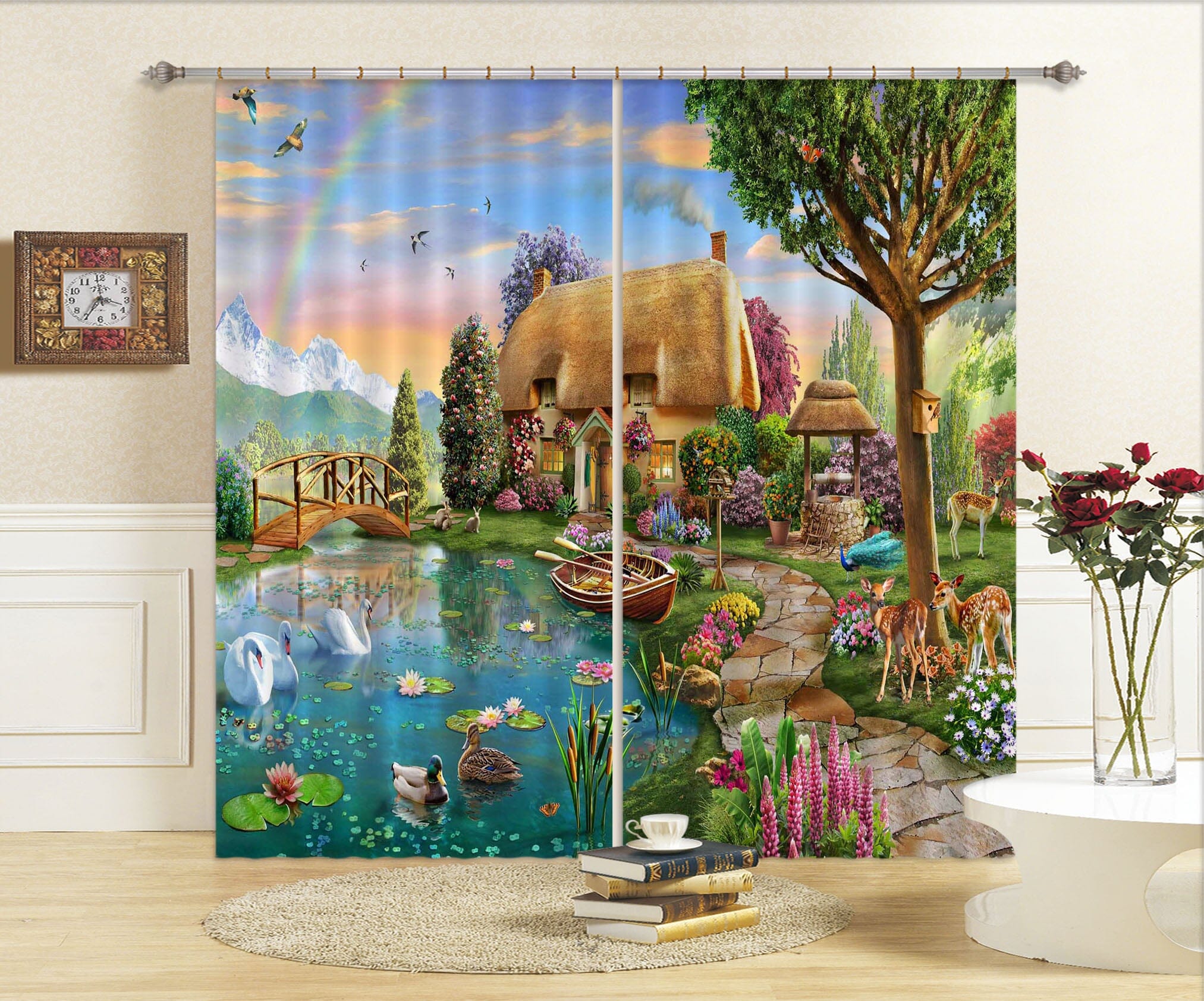 3D Painted Village 066 Adrian Chesterman Curtain Curtains Drapes Curtains AJ Creativity Home 