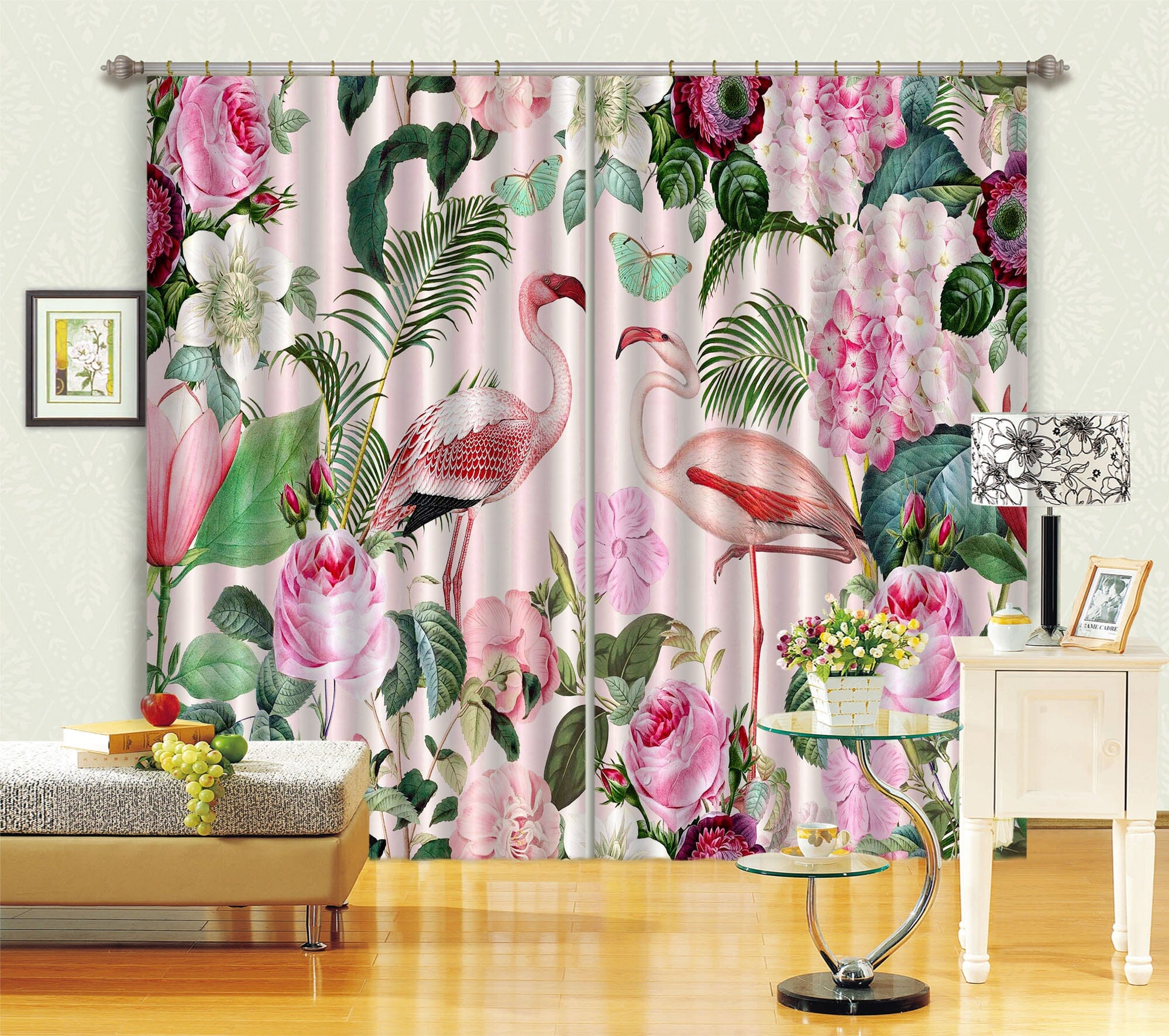 3D Flamingo Paradise 054 Andrea haase Curtain Curtains Drapes Curtains AJ Creativity Home 