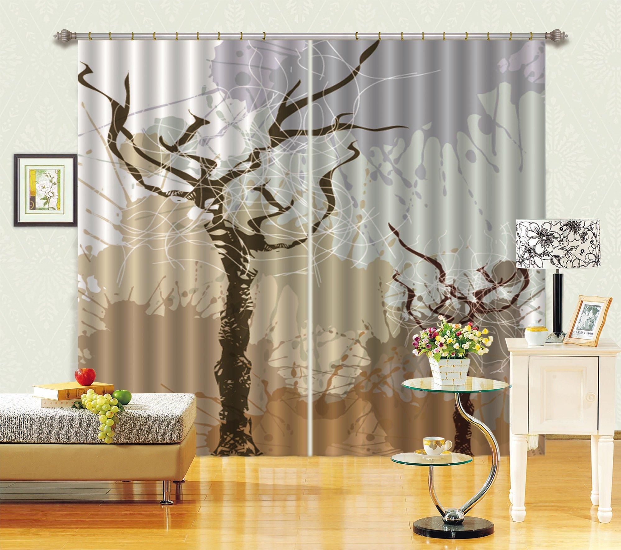 3D Graffiti Bare Trees 695 Curtains Drapes Wallpaper AJ Wallpaper 