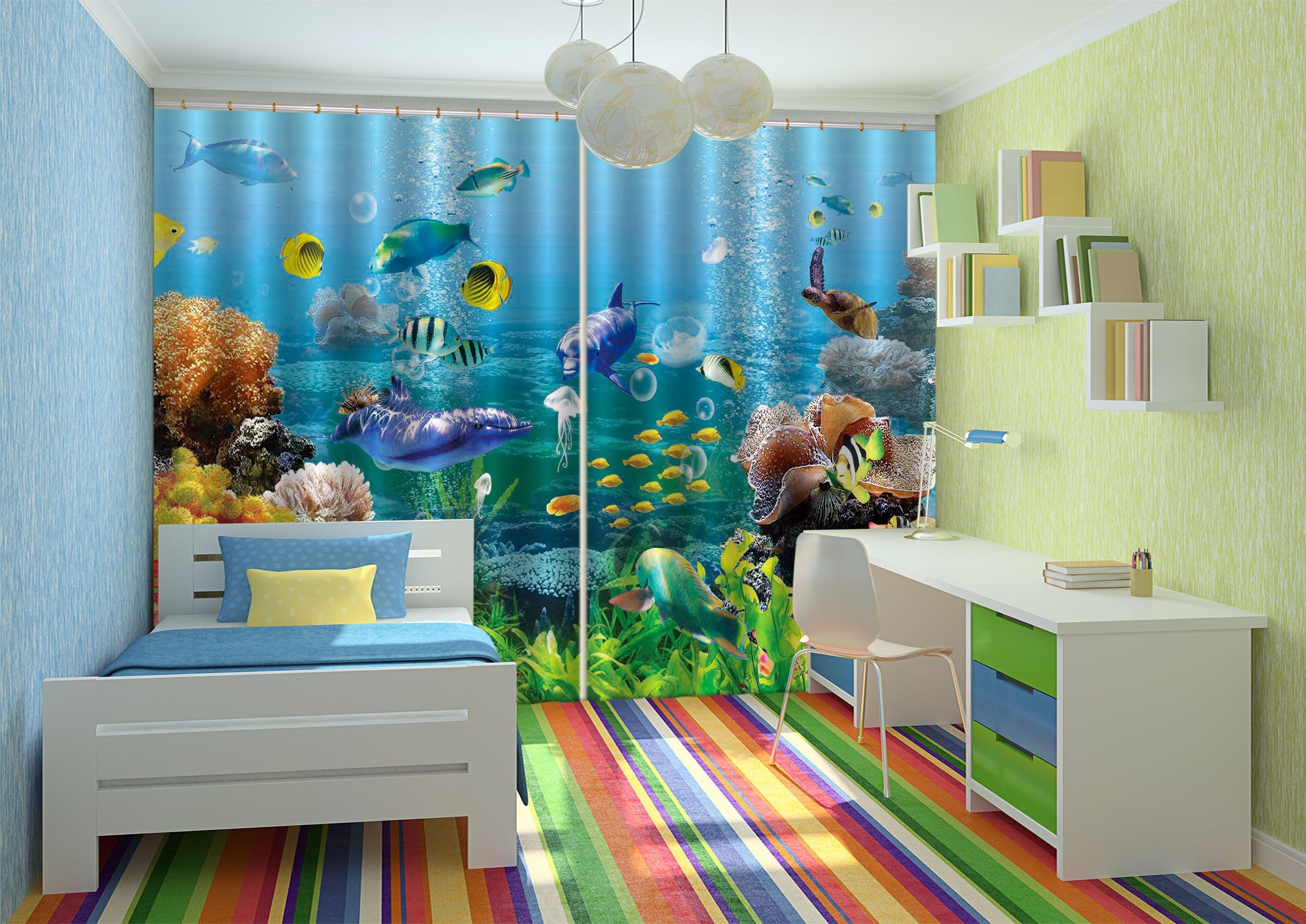 3D Lively Ocean World 797 Curtains Drapes Wallpaper AJ Wallpaper 