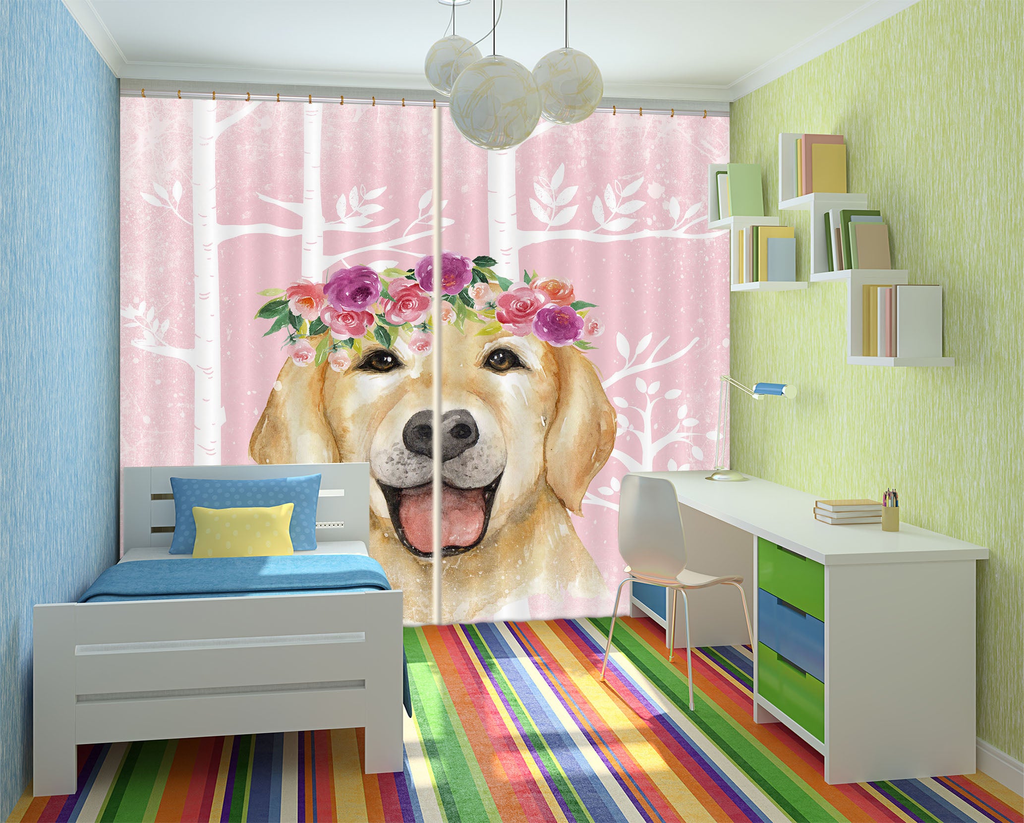 3D Golden Retriever 176 Uta Naumann Curtain Curtains Drapes