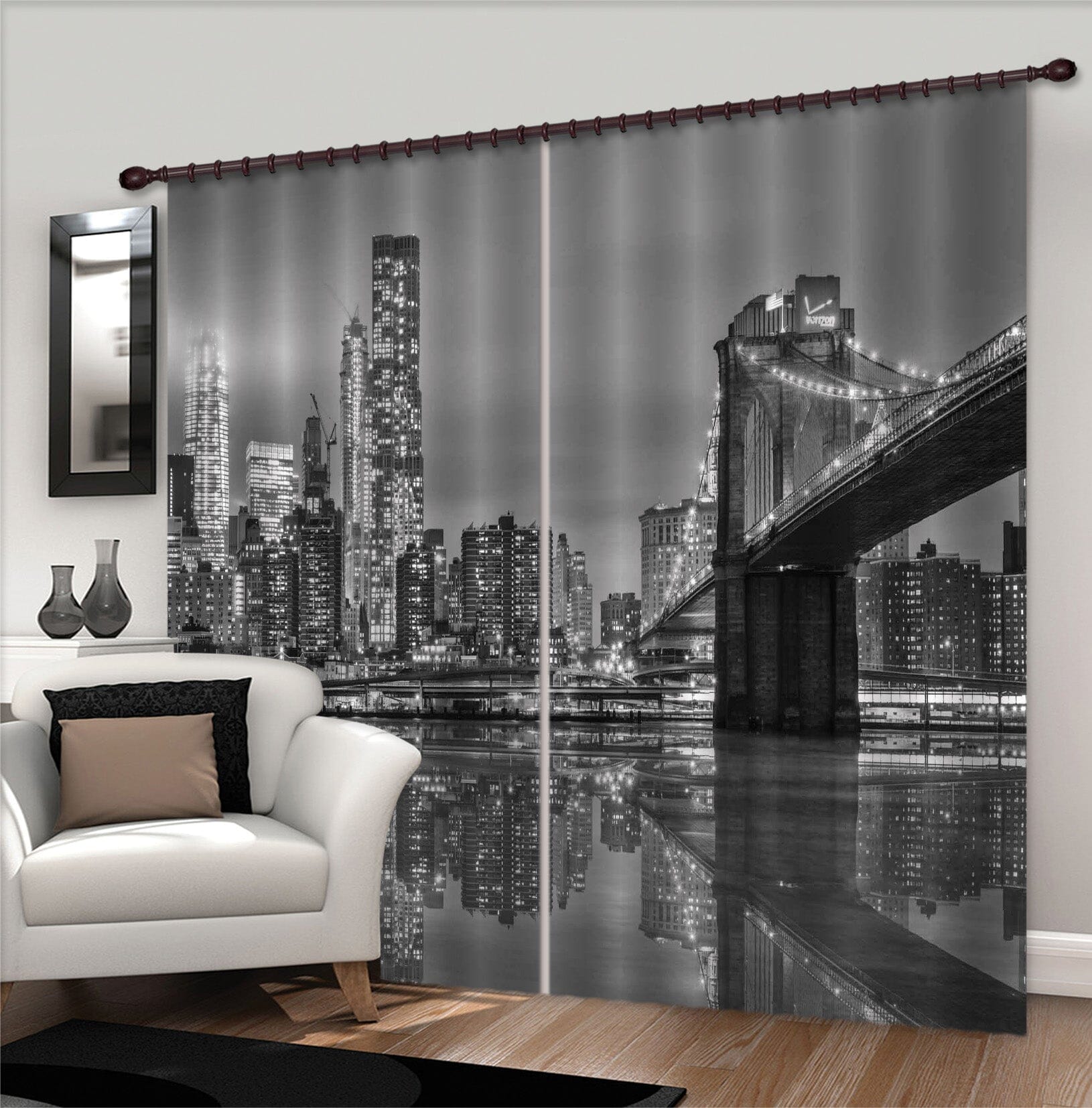 3D Grey Bridge 101 Marco Carmassi Curtain Curtains Drapes Curtains AJ Creativity Home 