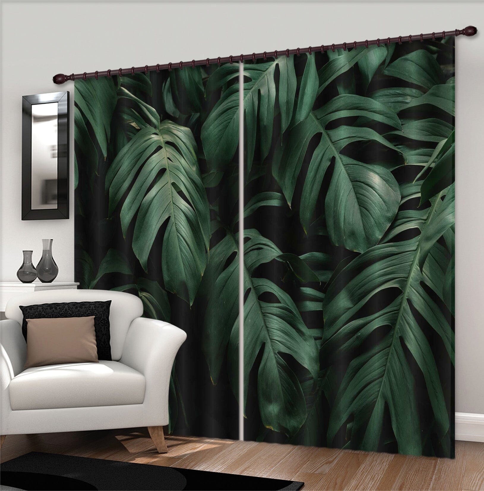 3D Green Leaf 714 Curtains Drapes Wallpaper AJ Wallpaper 