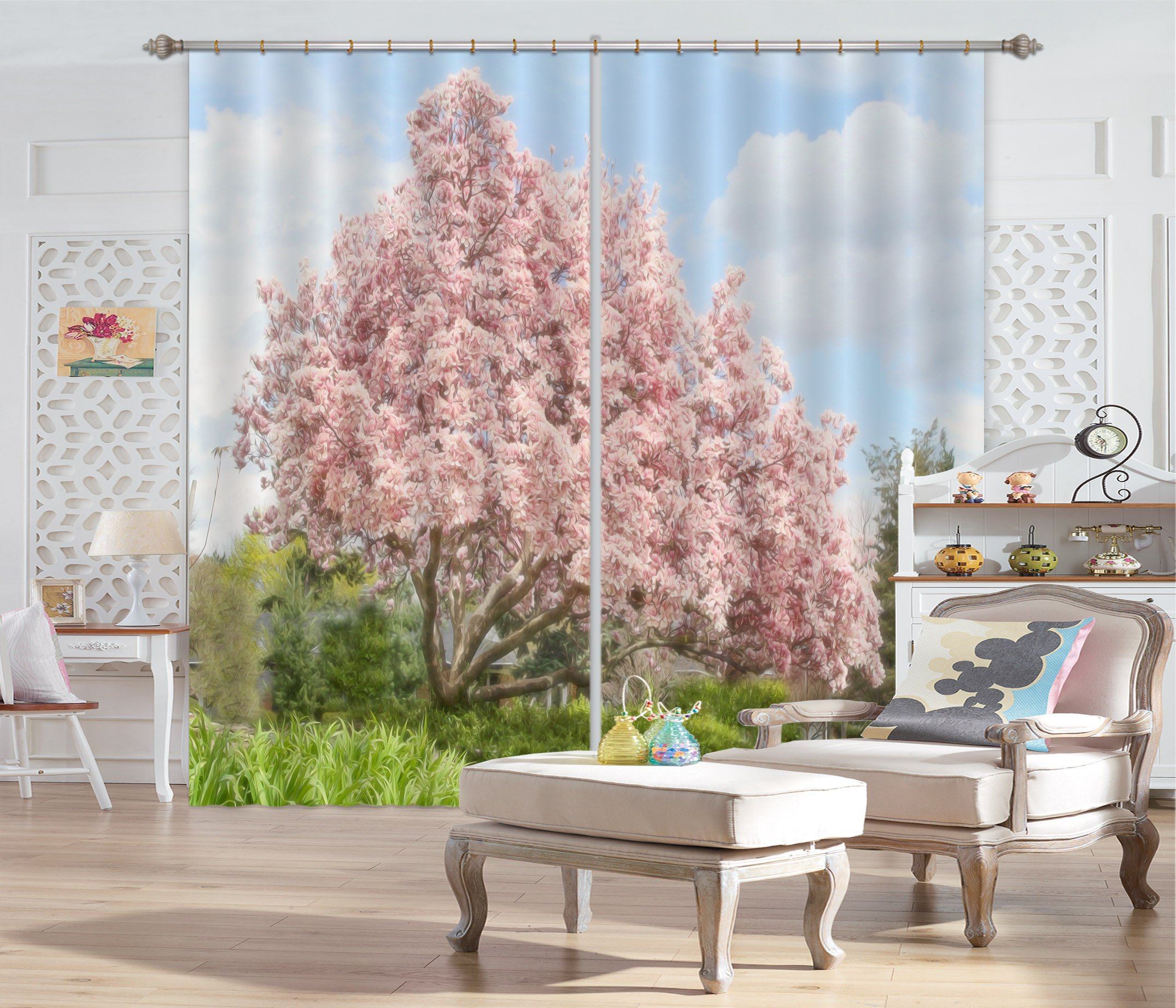3D Lush Pink Tree 426 Curtains Drapes Wallpaper AJ Wallpaper 