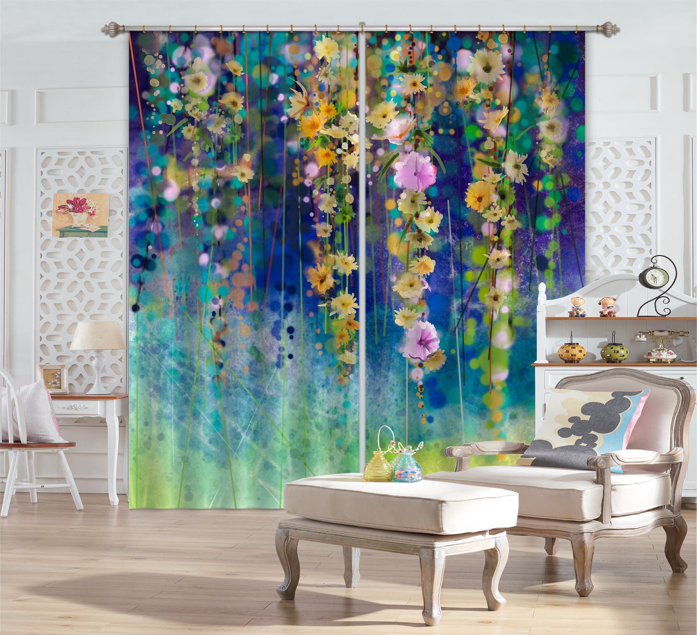 3D Hanging Flowers Vines 748 Curtains Drapes Wallpaper AJ Wallpaper 