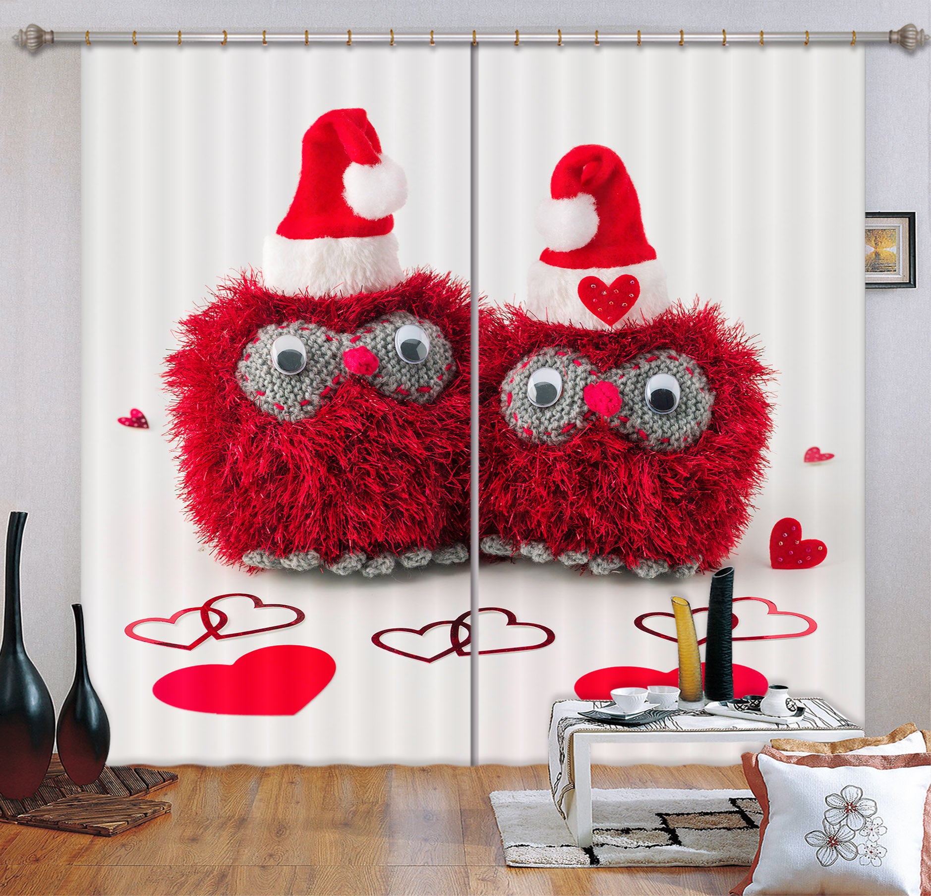 3D Red Chick 229 Assaf Frank Curtain Curtains Drapes