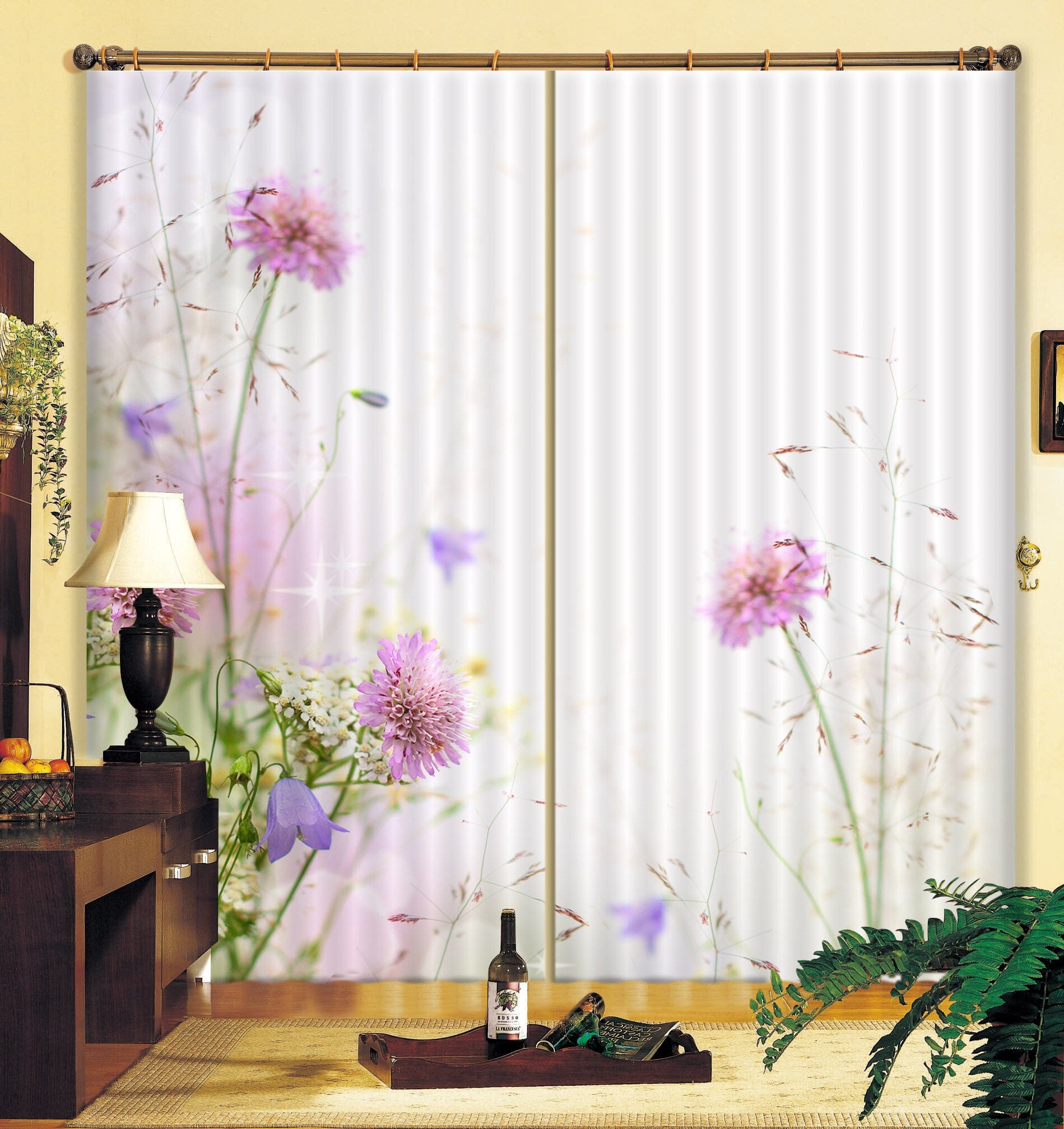 3D Purple Flowers 858 Curtains Drapes Wallpaper AJ Wallpaper 